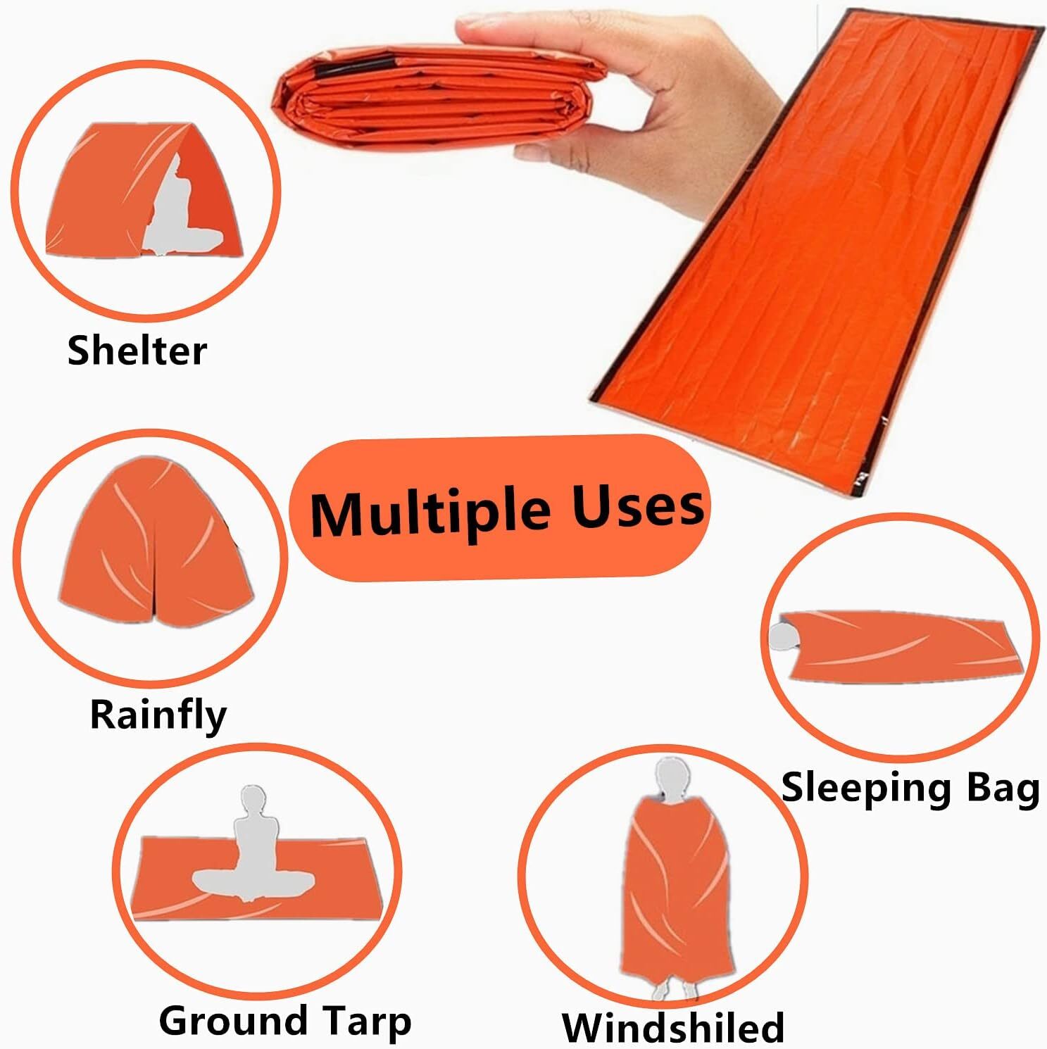 2 Pack Emergency Sleeping Bag, Mylar Emergency Blanket, Waterproof Lightweight