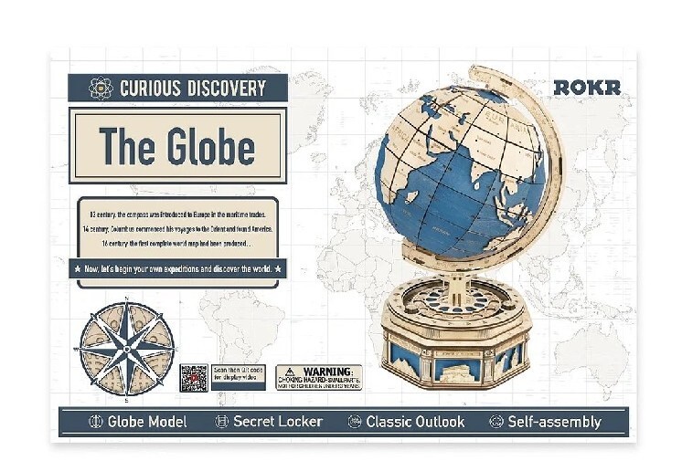 Hands Craft DIY 3D Wooden Puzzle Globe Earth Model, ST002