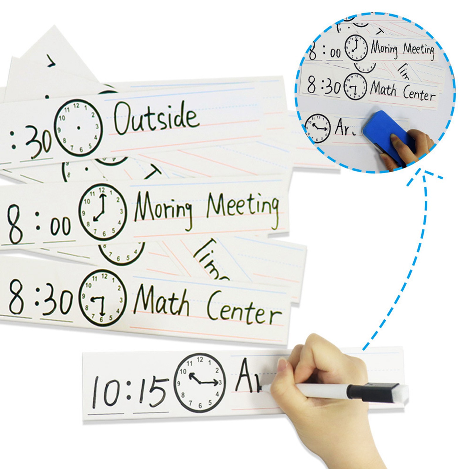20Pcs Daily Schedule Pocket Chart Erase Card for Preschool Classroom