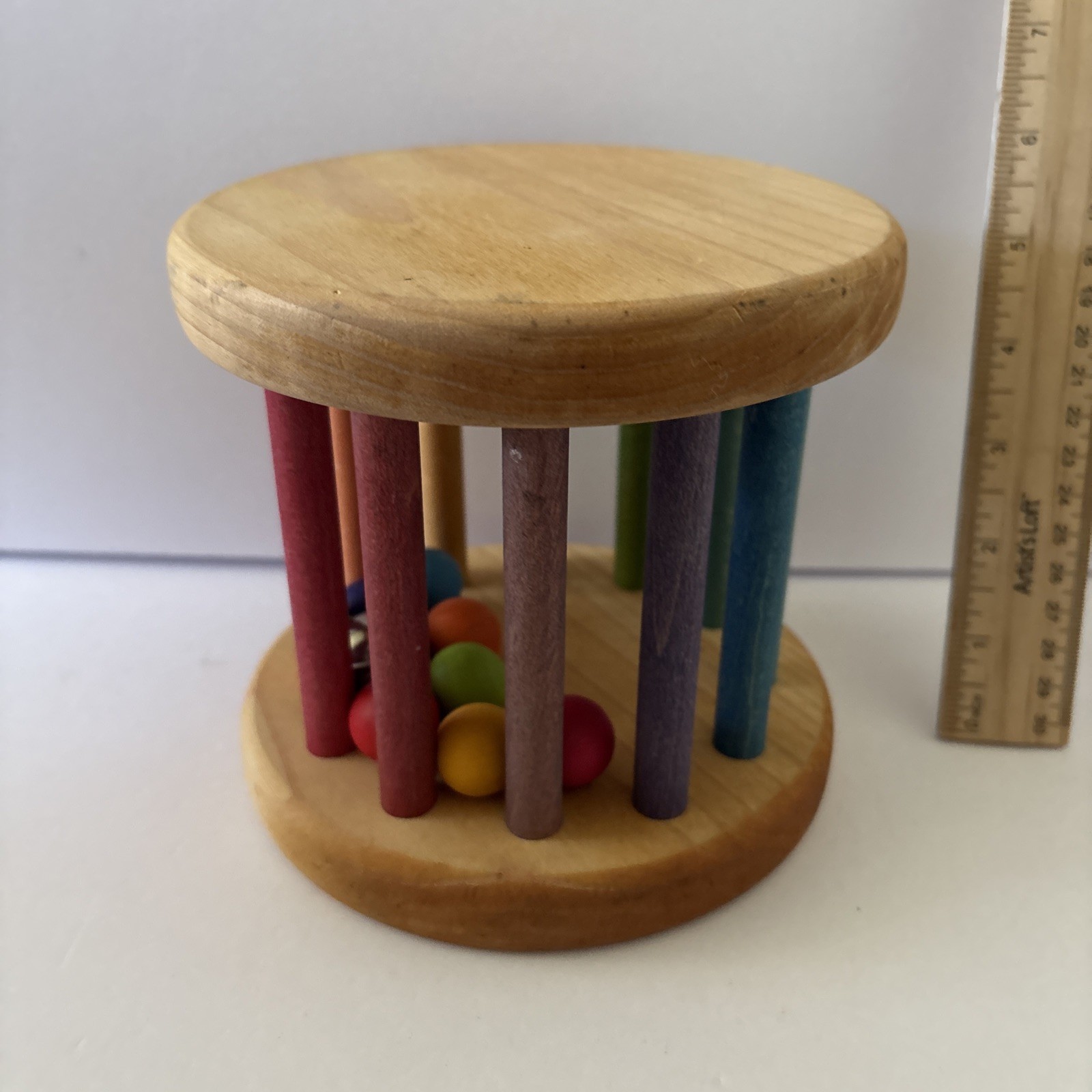Grimm’s Spiel & Holz Wooden Rainbow Rolling Wheel Toy