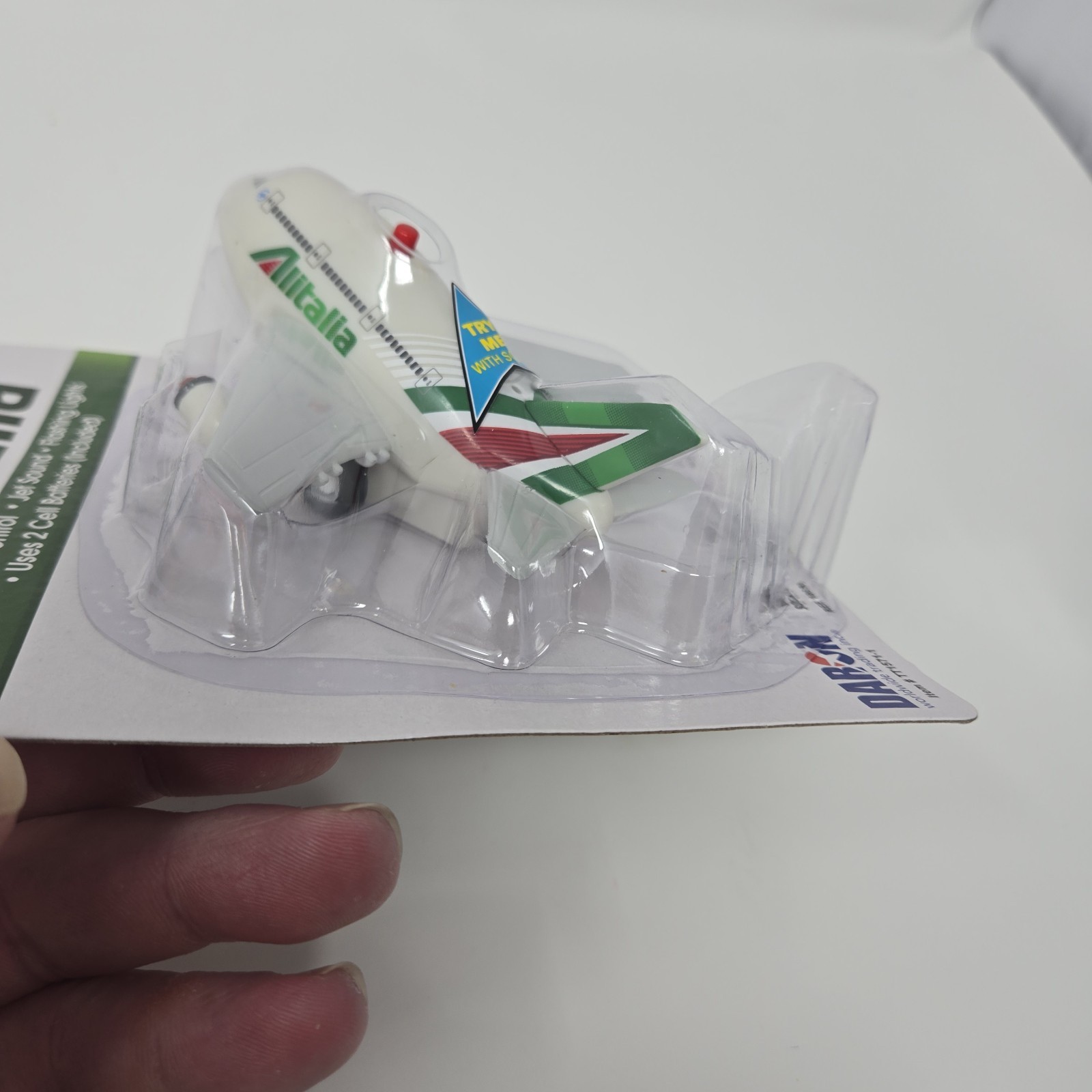 ALITALIA Toy Kids Fun Plane Jet Pull-Back Release Light Up & Noises HTF RARE New