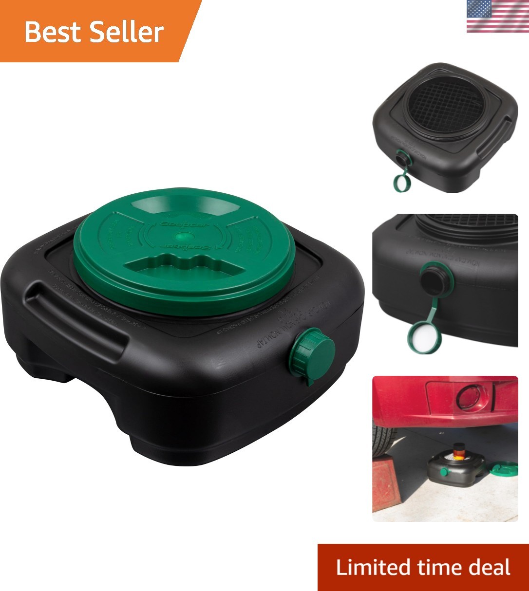 AM07029 7.3 Quart Oil Drain Pan with Lid, Filter Drain Screen, and Pour Spout…