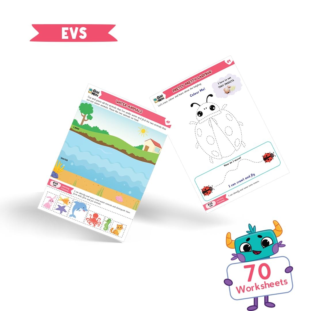 300 LKG Worksheets for Ages 3.5+ | English, Math, EVS, Science & Hindi, Index…