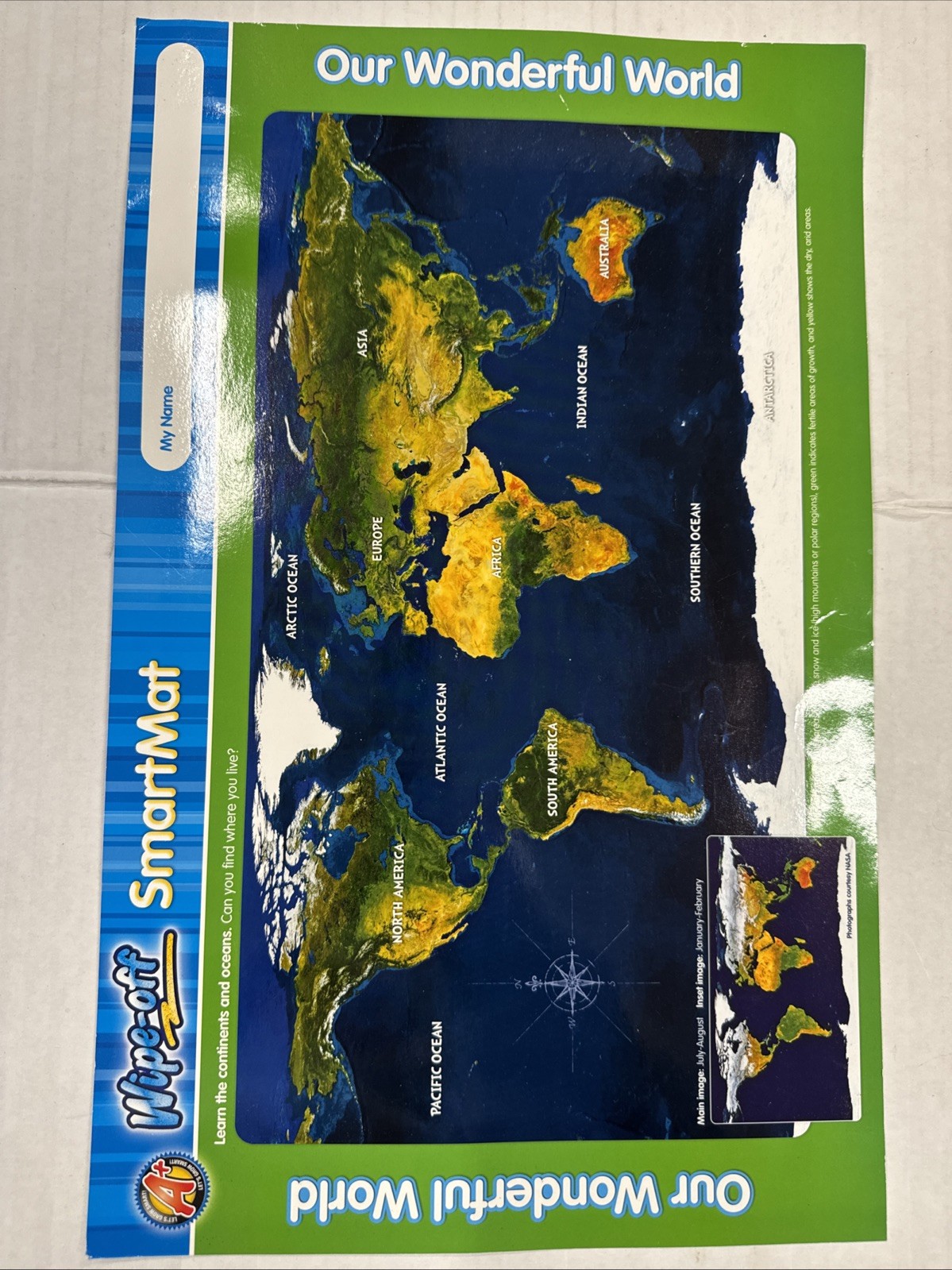 Our Wonderful World Wipe Off Smart Mat 2 Sets The United States or The World