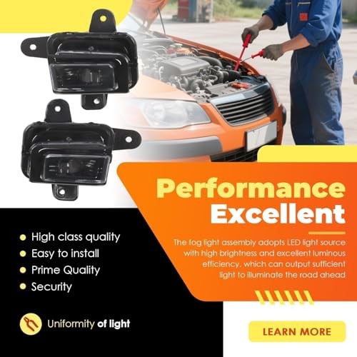 Pair Fog Light Assembly Compatible with 2022 2023 2024 Sierra 1500 Front