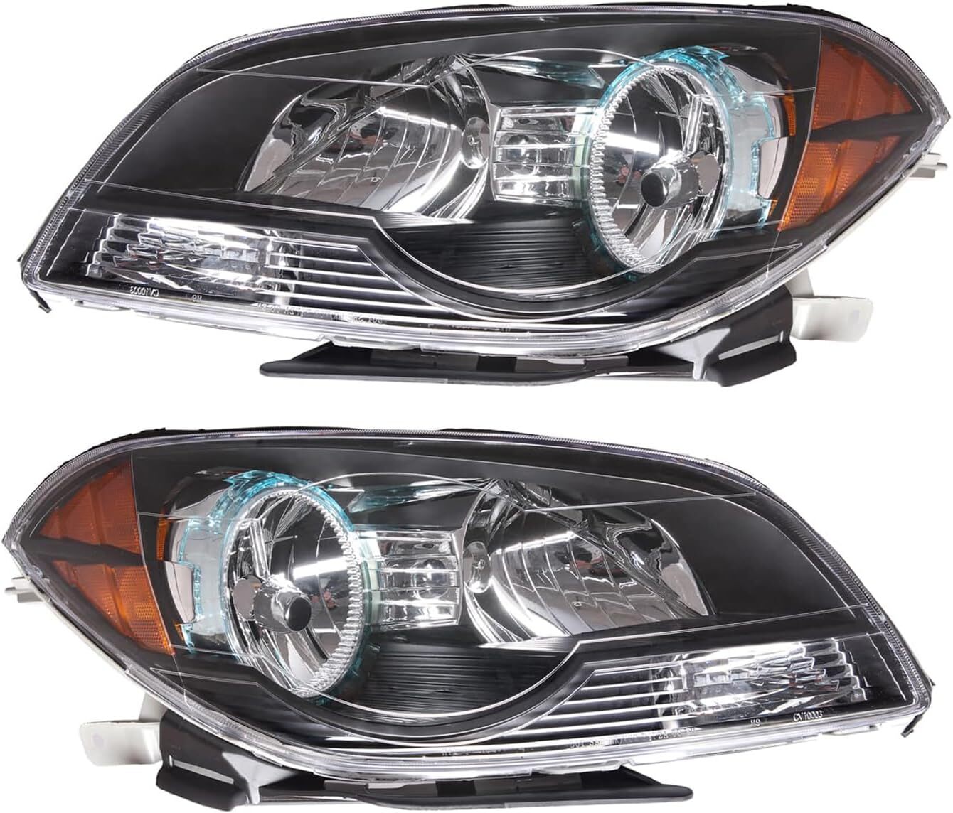 08-12 Chevy Malibu Headlight Assembly Pair Black Housing Amber Corner Clear Lens