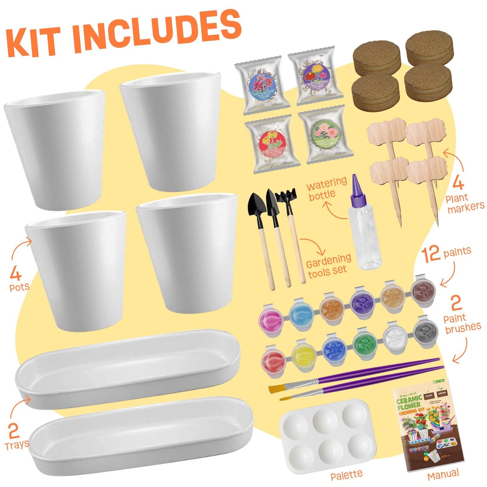 4 Set Paint & Plant Flower Gardening Kit – Gifts for Girls Ages 8-12, Arts…