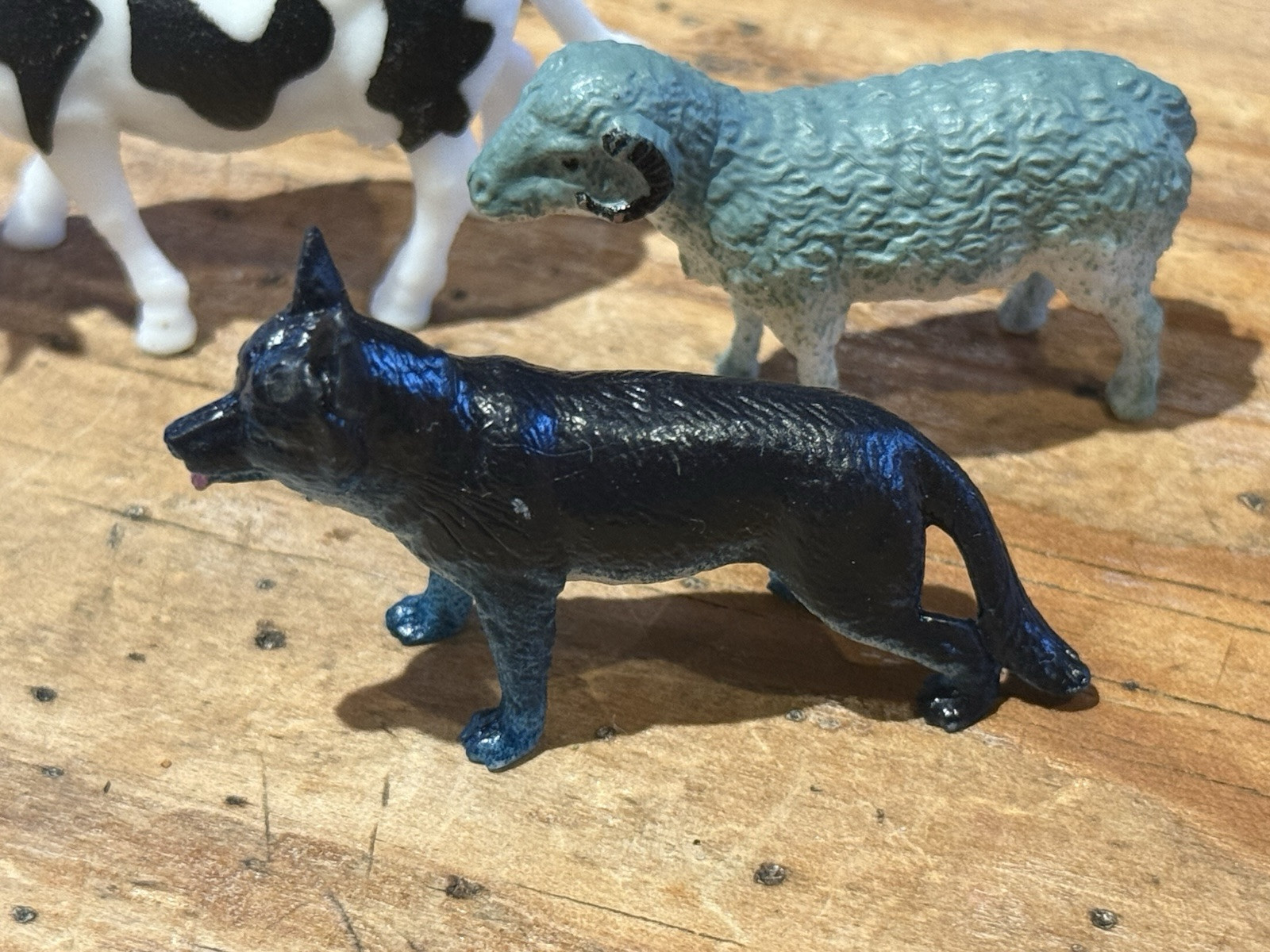 FARM ANIMALS~Set of 4~Plastic Toy Figurines 2” COW/DOG/GOAT/SHEEP