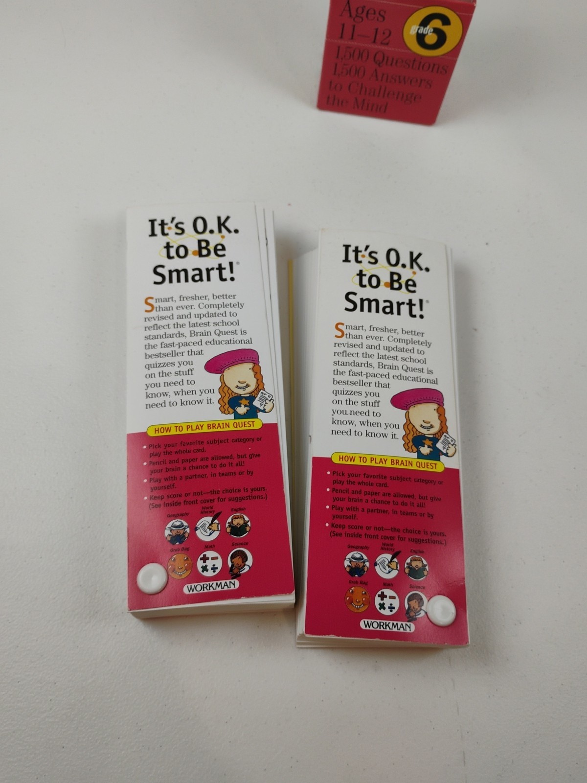 Trivia Kid’s Brain Quest Grade 6 Ages 11-12 2 Decks 1,500 Questions Free Ship
