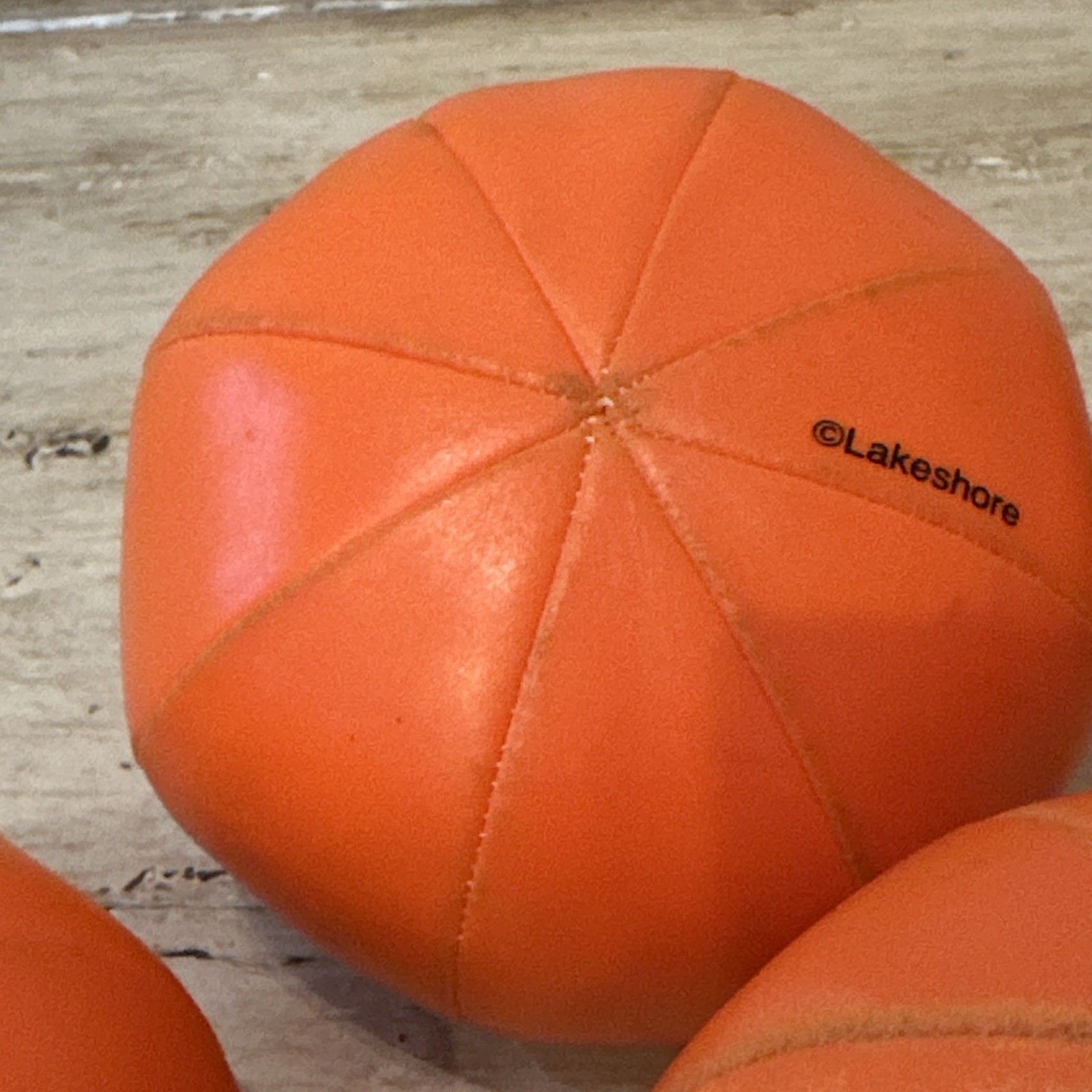 Lakeshore Learning Vintage Vinyl Puffy Stuffed Orange Pumpkins Lot Of 6