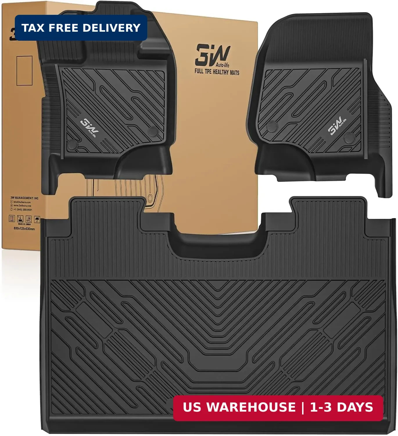 3W Floor Mats for Ford F-150 2015-2025 2026 & F150 Lightning 2022-2025 SuperCrew