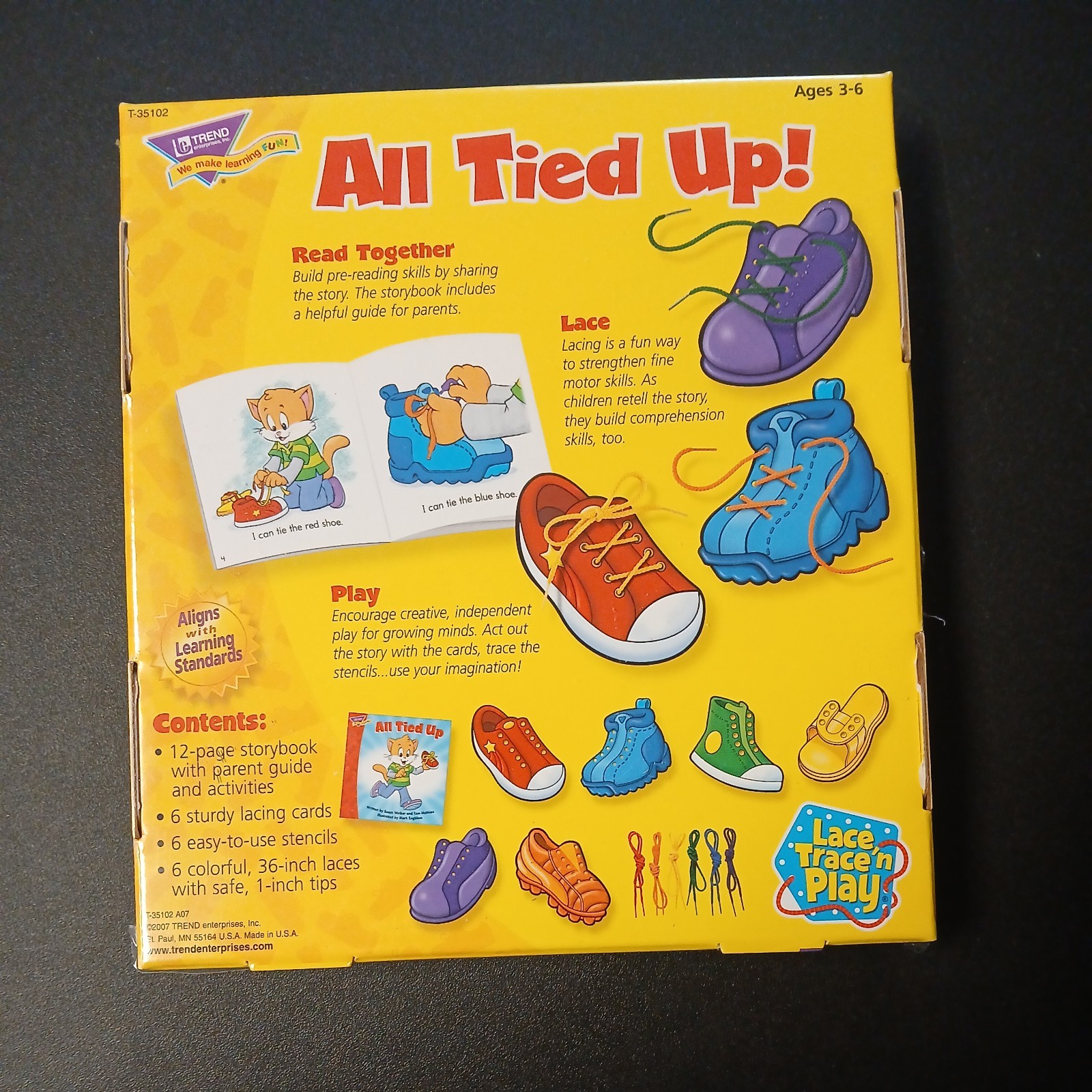 Trend Learning All Tied Up! Lace & Trace Cards Tying Shoes Storybook Included
