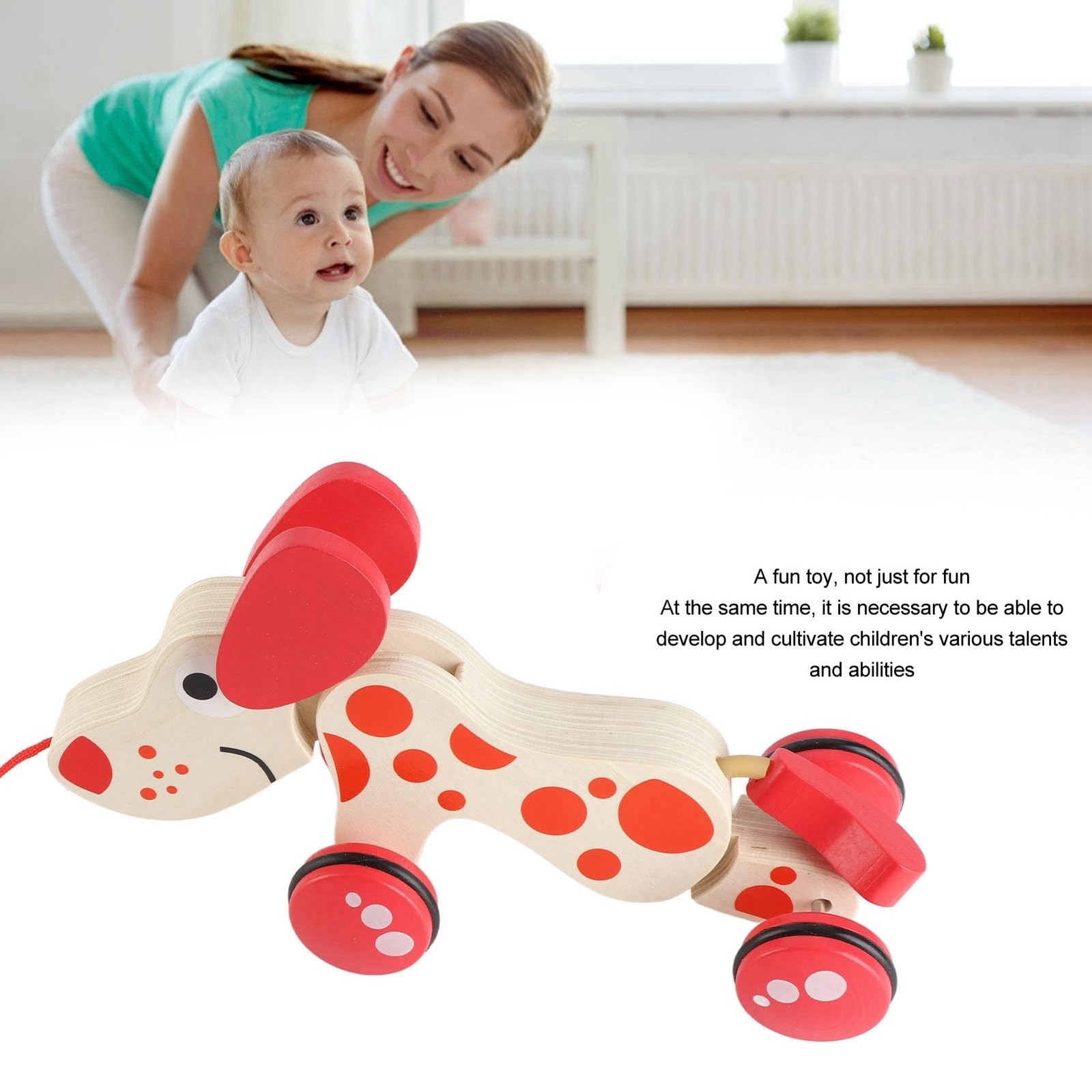 Push Pull Toy Puppy Walk Along Pull Wooden Hound Dog Walk A Long Puppy Wooden…