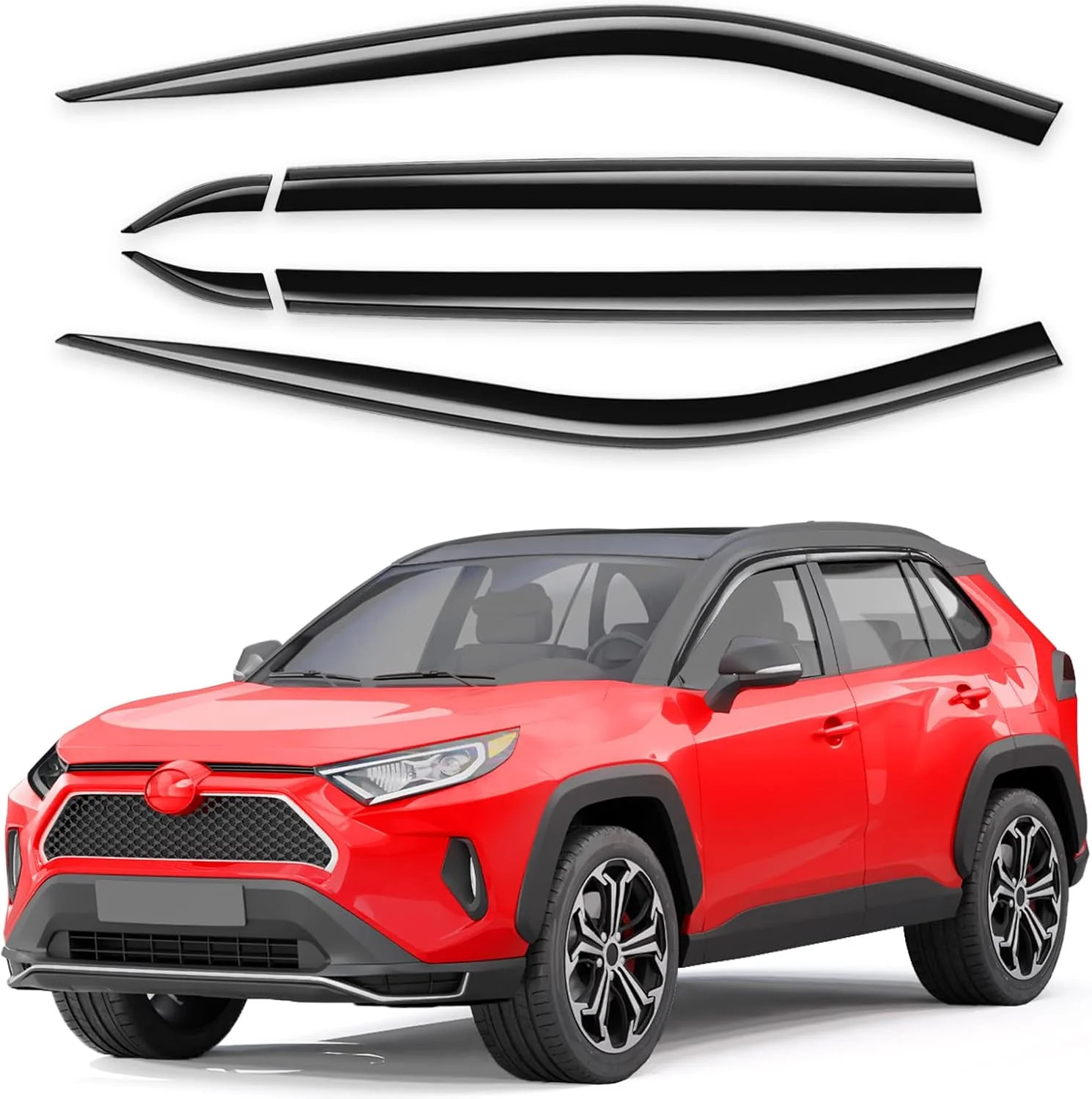Tape-On 6pcs Rain Guards Window Visors Fit for Toyota RAV4 2019 2020 2021 2022 2