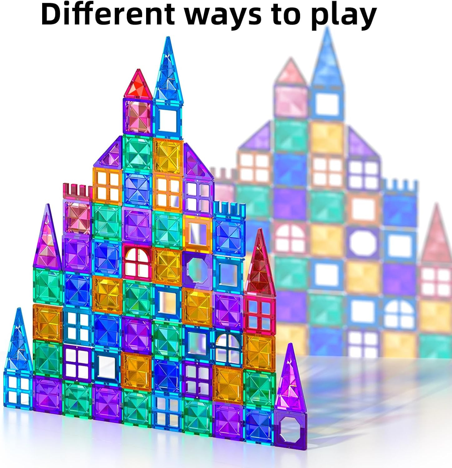 Magnet Tiles, 80 PCS Magnetism Building Toy Set, Learning and Education Toys for