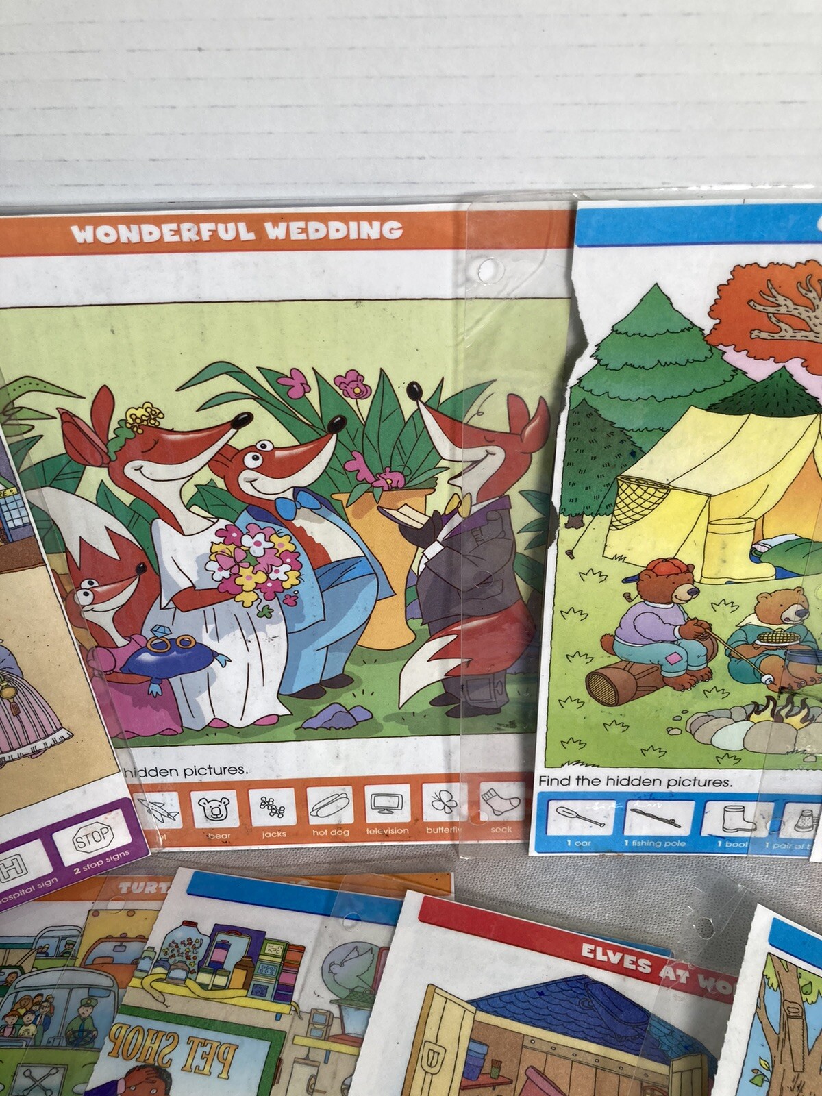 Lot Of 15 Double Sided Loose Laminated Sheets Find Hidden Pictures Activity