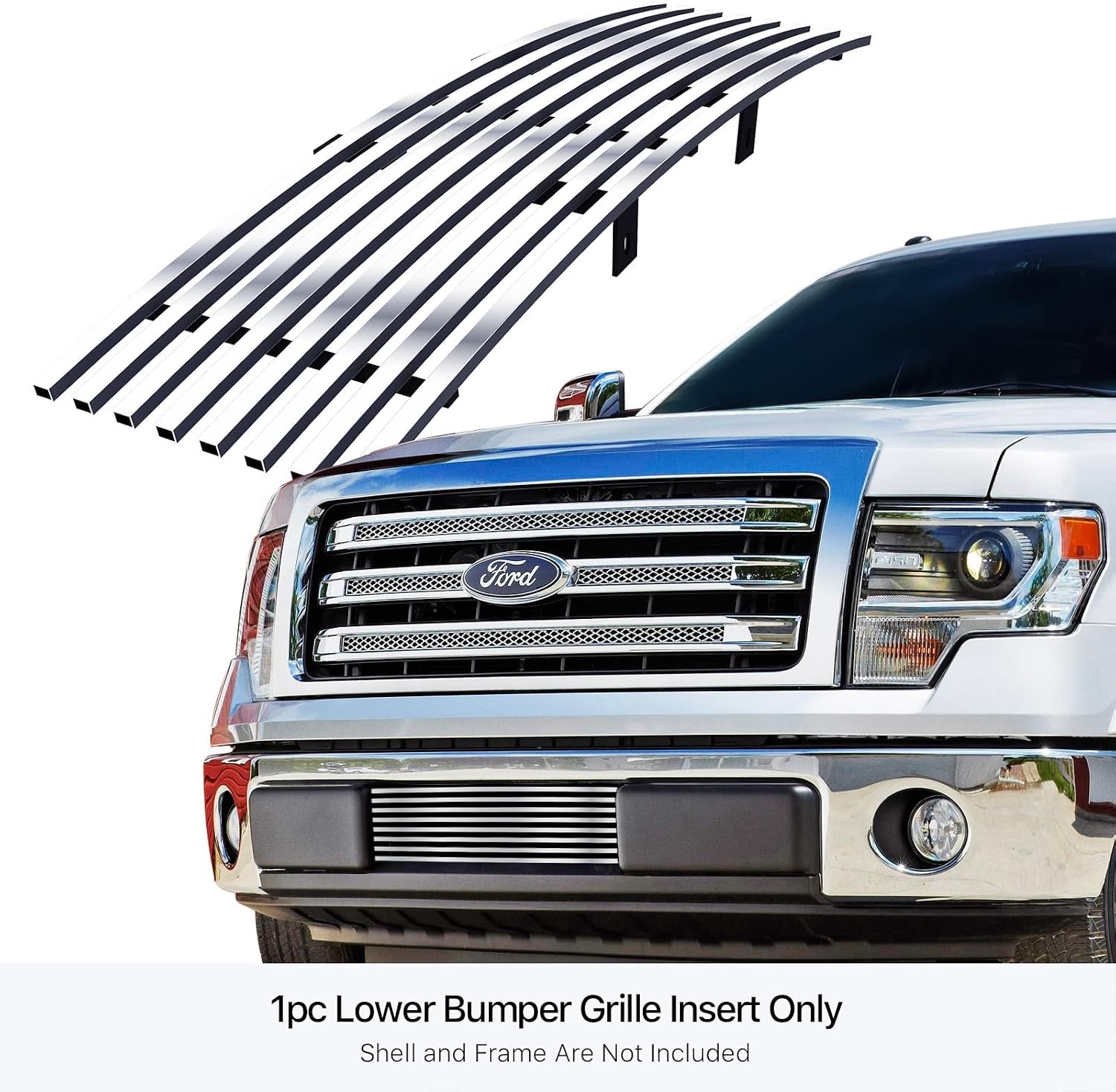 Compatible W/ Ford F-150 2009-2014 Lower Bumper Stainless Steel Chrome Polished