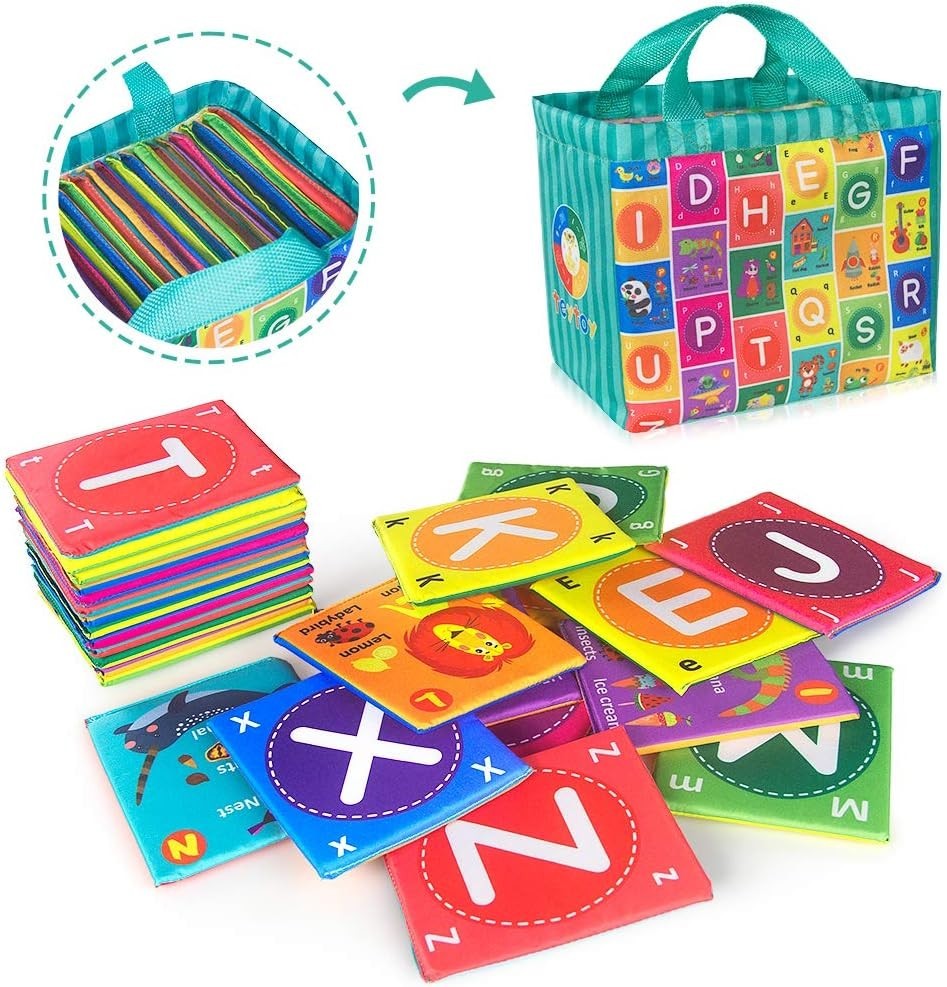 Non-Toxic Fabric Alphabet Cards for Babies – Interactive Learning Set of 26