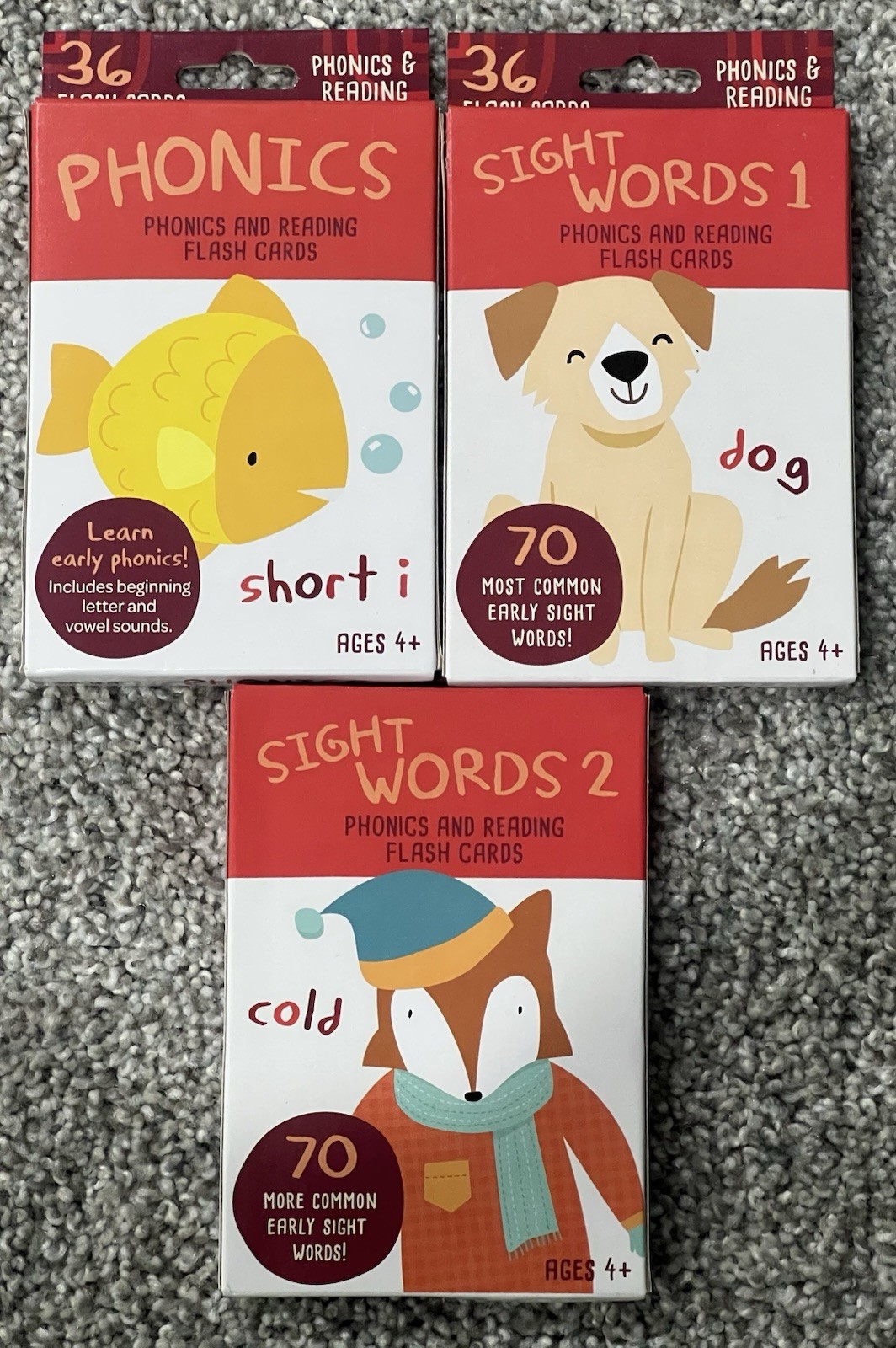 Phonics And Reading Flash Cards By Bendon (Ages 3+, 4+) Set Of 3 NEW