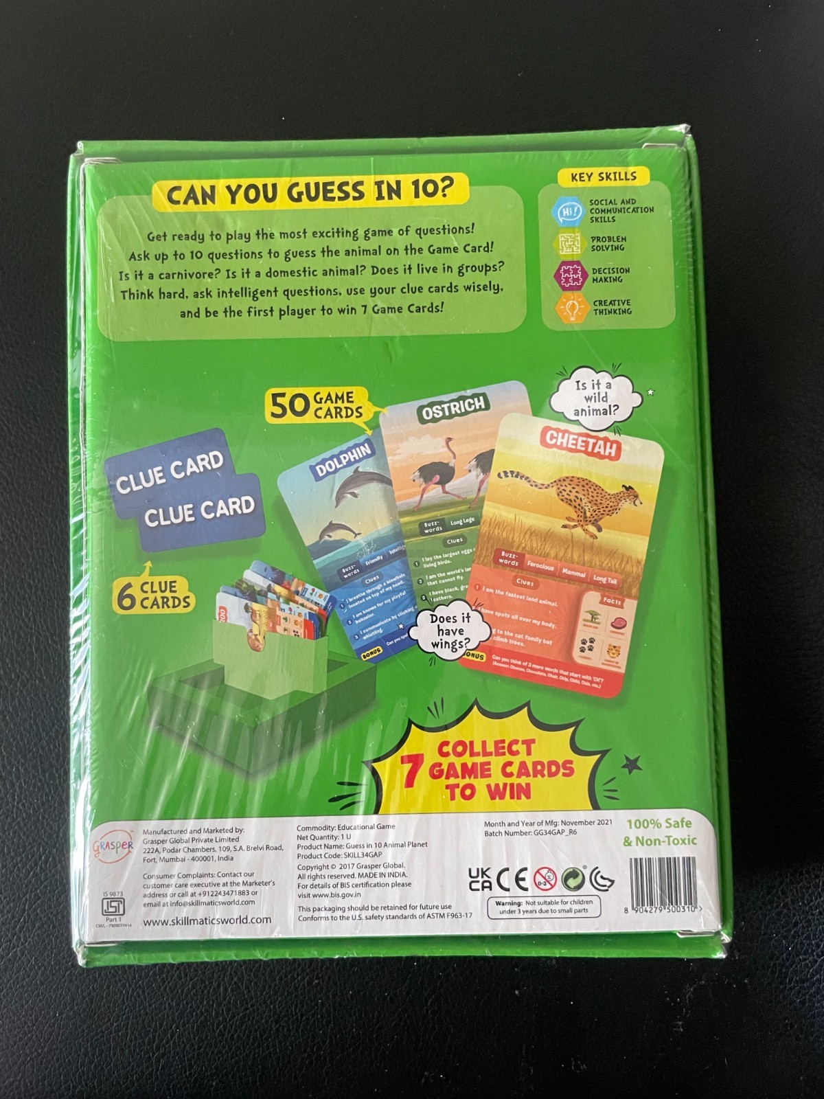 Guess in 10 Card Game Animal Planet Skillmatics Ages 6+ New