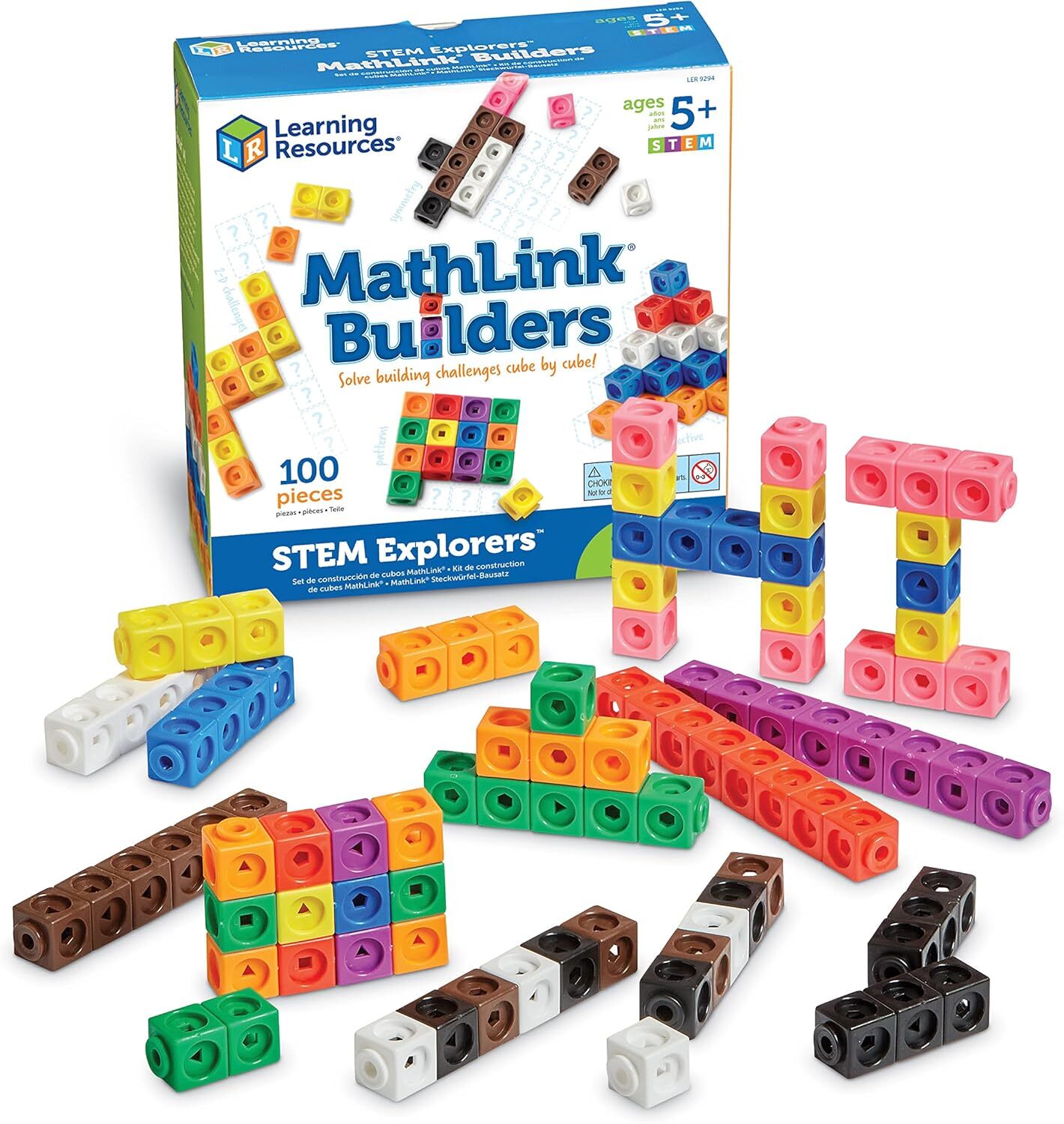 Learning Resources STEM Explorers MathLink Builders – 100 Pieces, Ages 5+