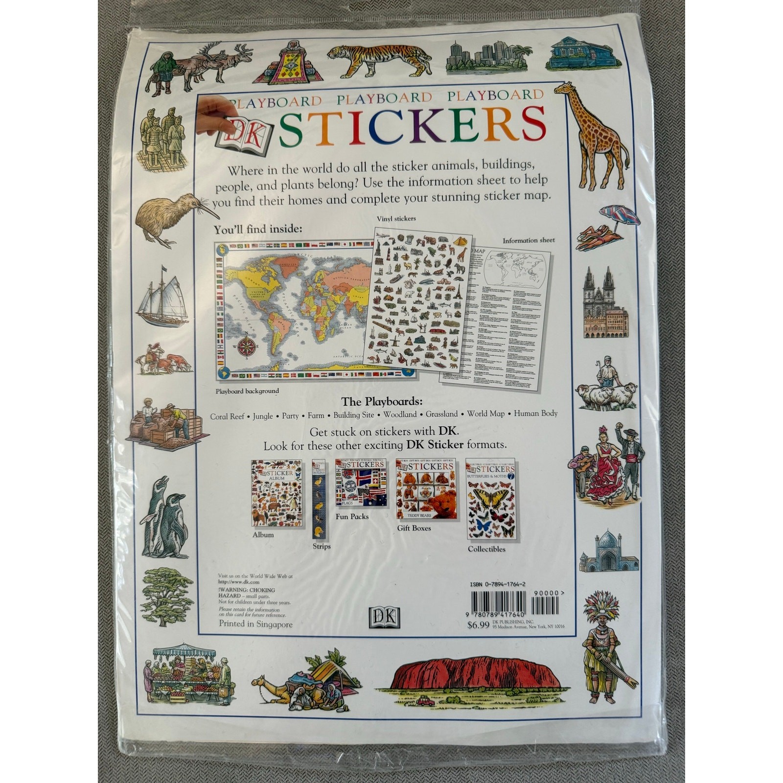 DK Stickers World Map Playboard Reusable Vinyl Stickers Educational Set