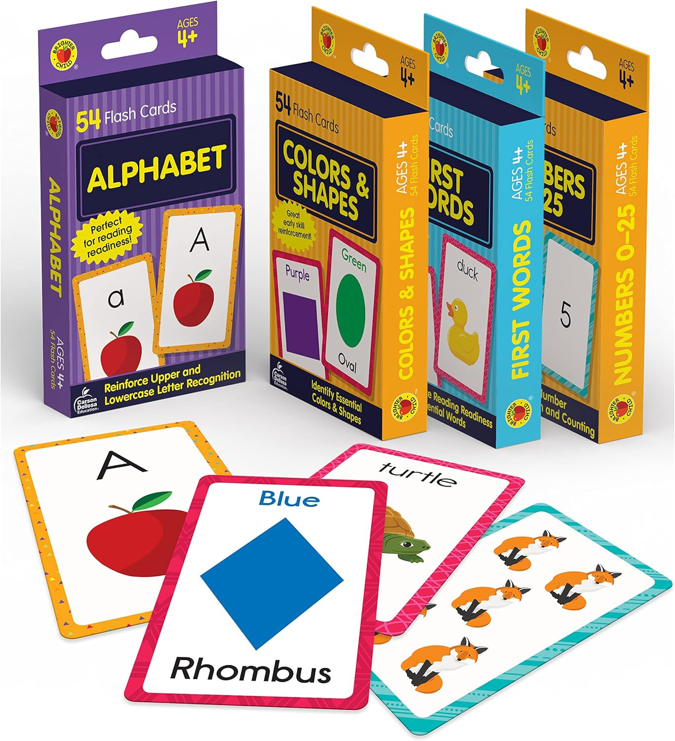 Carson Dellosa Toddler Flash Cards 4 Pack, Alphabet Flash Cards, Sight Word Flas