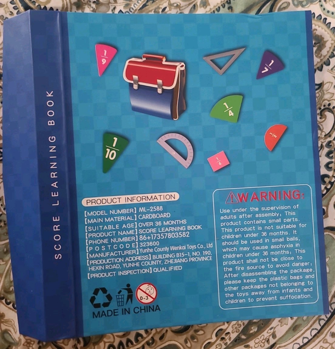 Score Learning Book Children’s Necessities Fraction Game Book Only