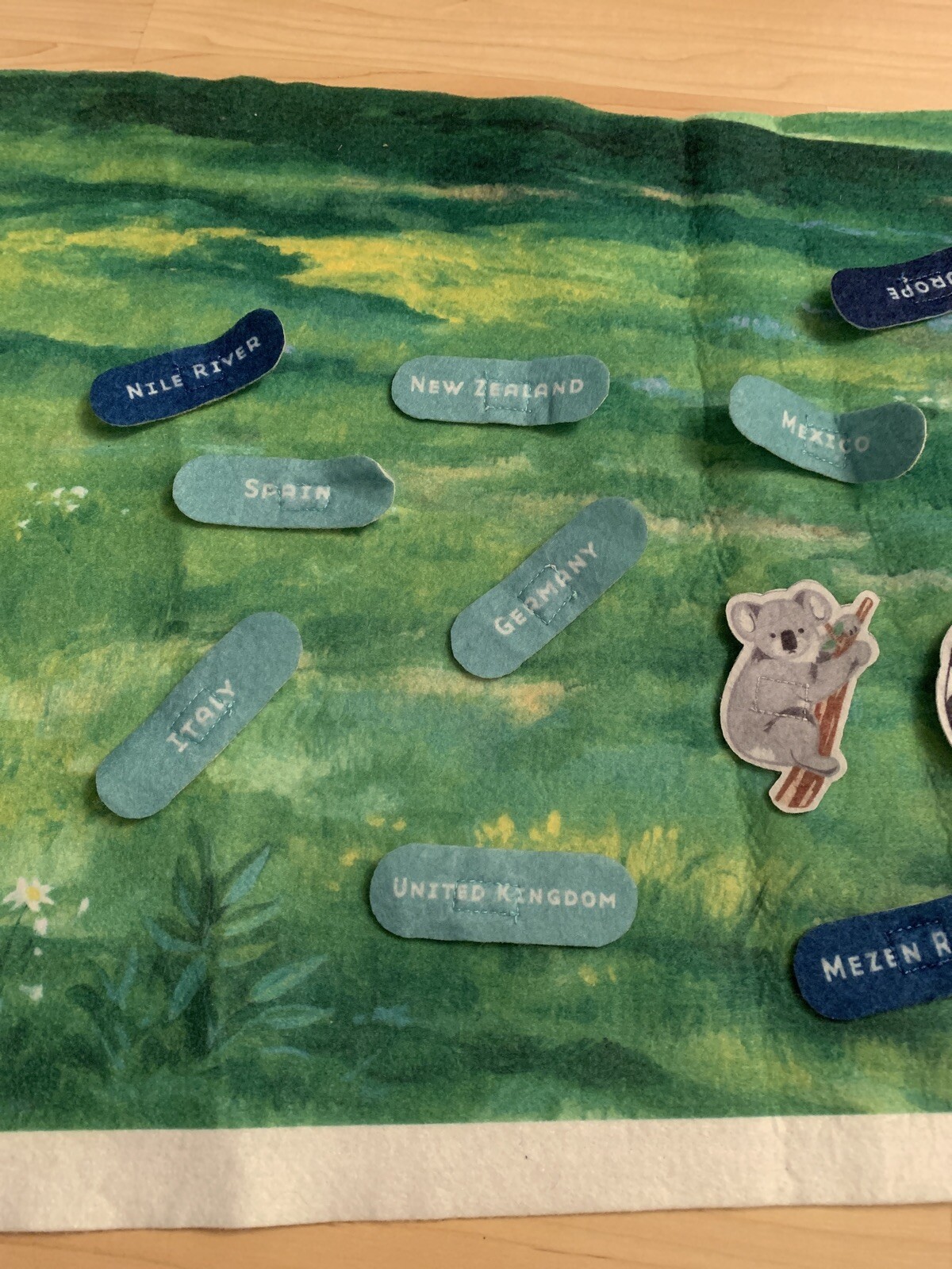 Little Folk Felts 1985 Felt animals And world locations learning Tool