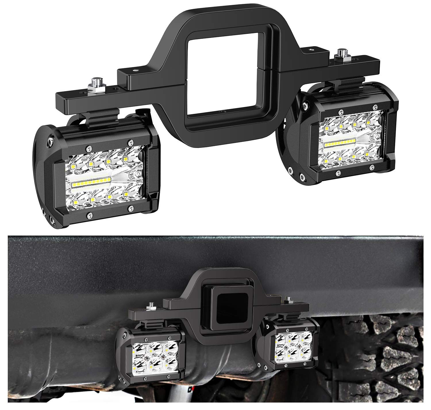 60W LED Pods 4 Inch – 2 Pack with Tow Hitch Mounting Brackets for Trucks, SUVs,