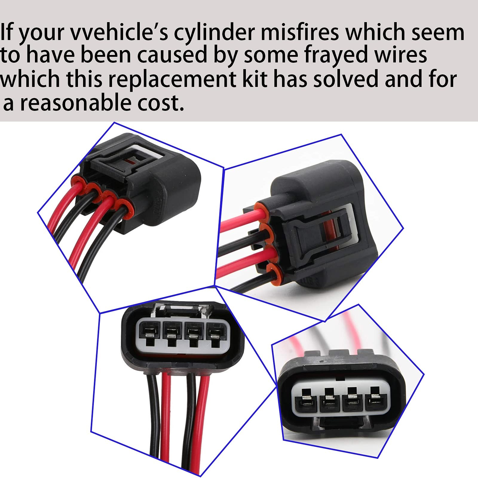 4 Packs Ignition Coil Connector Compatible with Toyota Scion Pontiac 4 Pack