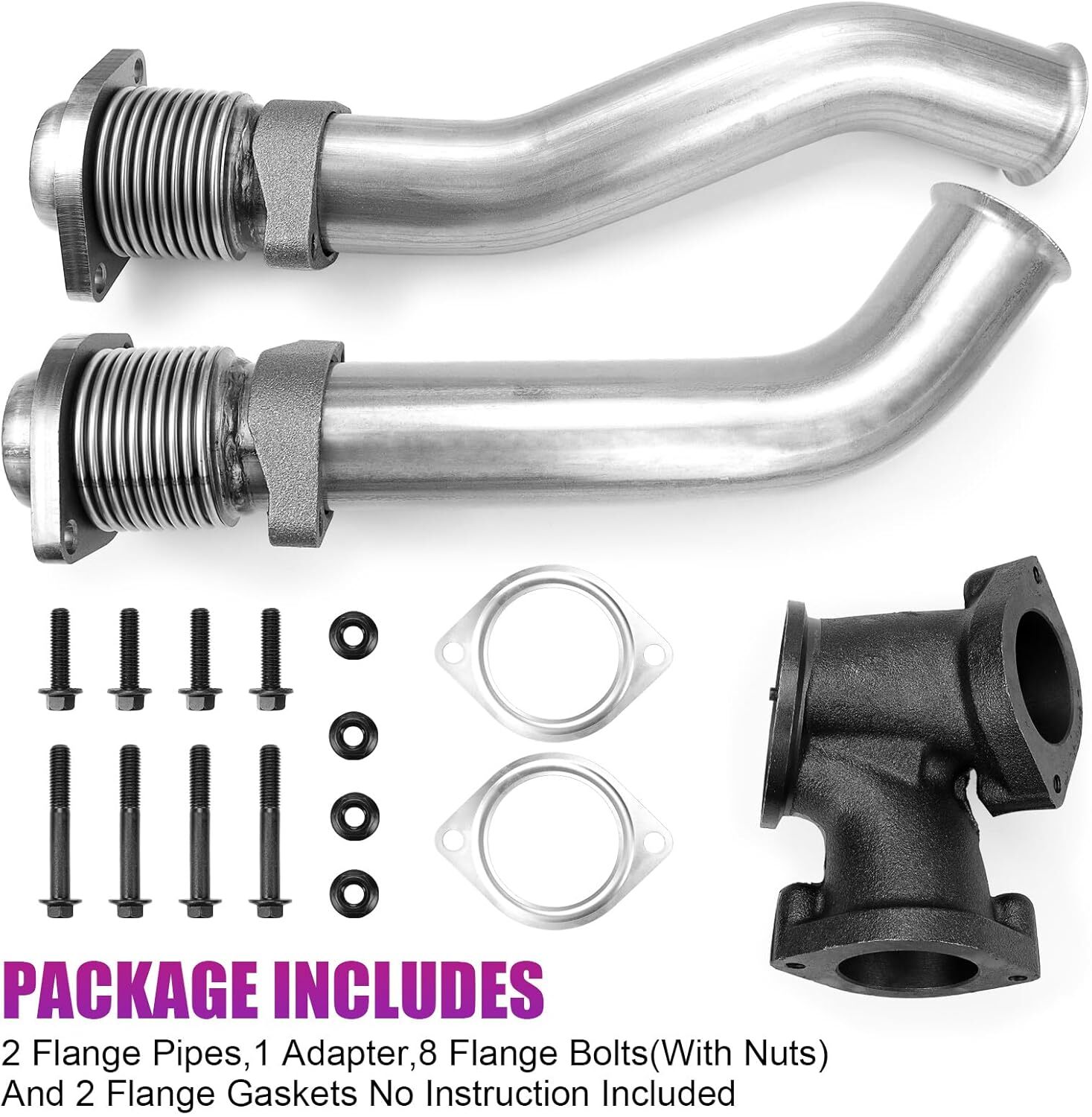 Turbo Diesel Exhaust Manifold Bellowed Up Pipes Kit Compatible with Ford