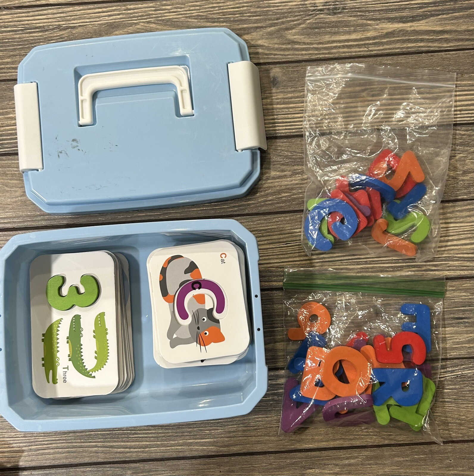 Number and Letter Cards with Tiles Game Toy Education Learning Set
