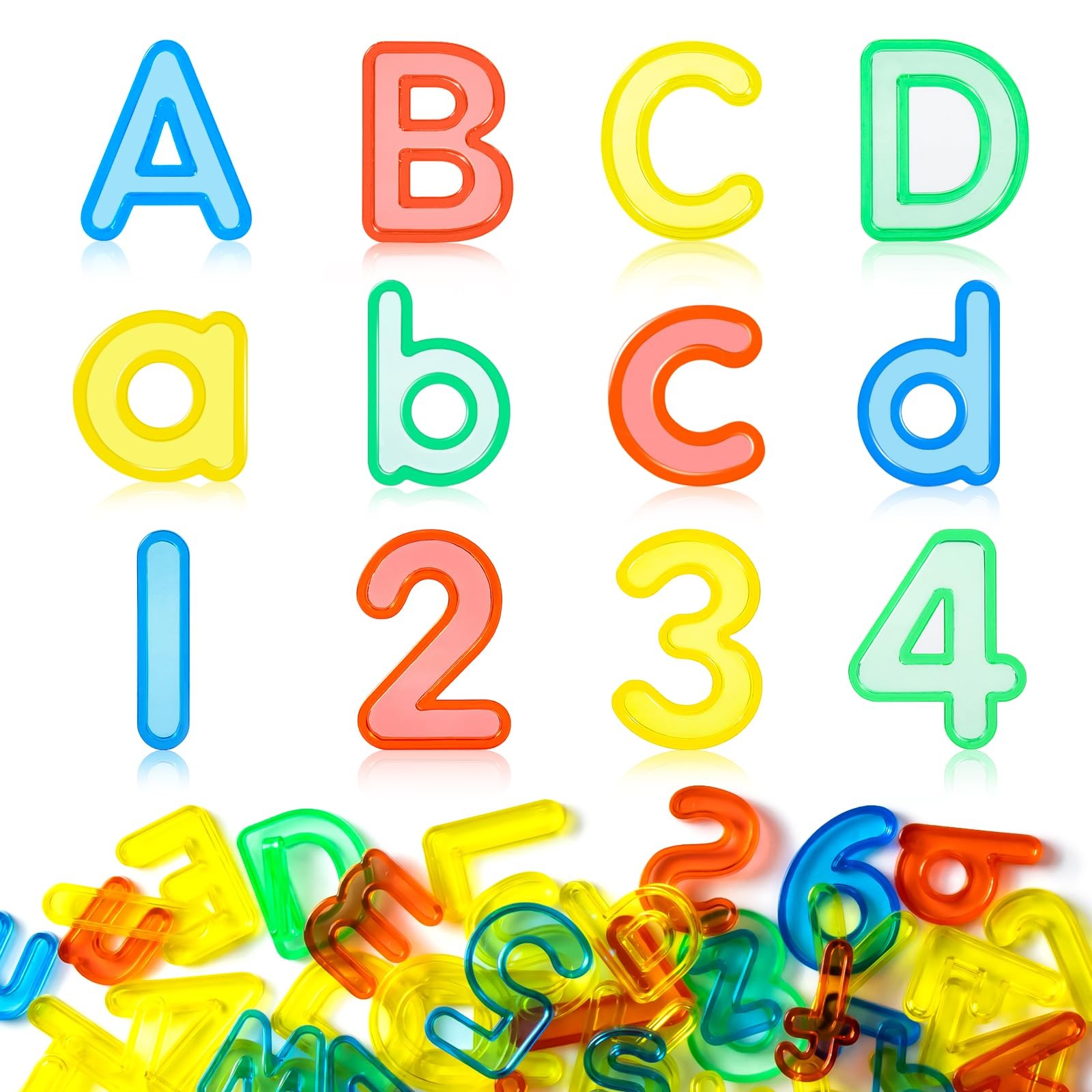 66 Pcs Translucent Letters and Numbers – About 2 Inches – Plastic Alphabet Le…