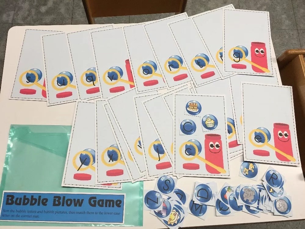 Bubble Blow Game Learning Center- Literacy Mats – Laminated Mats Phonics