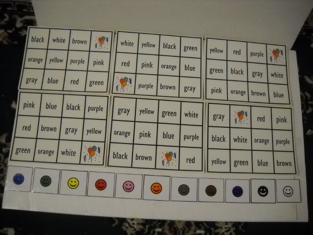 Color Word Sight Word Bingo 17 Piece Set Laminated 6 Boards & 11 Cards Very Nice
