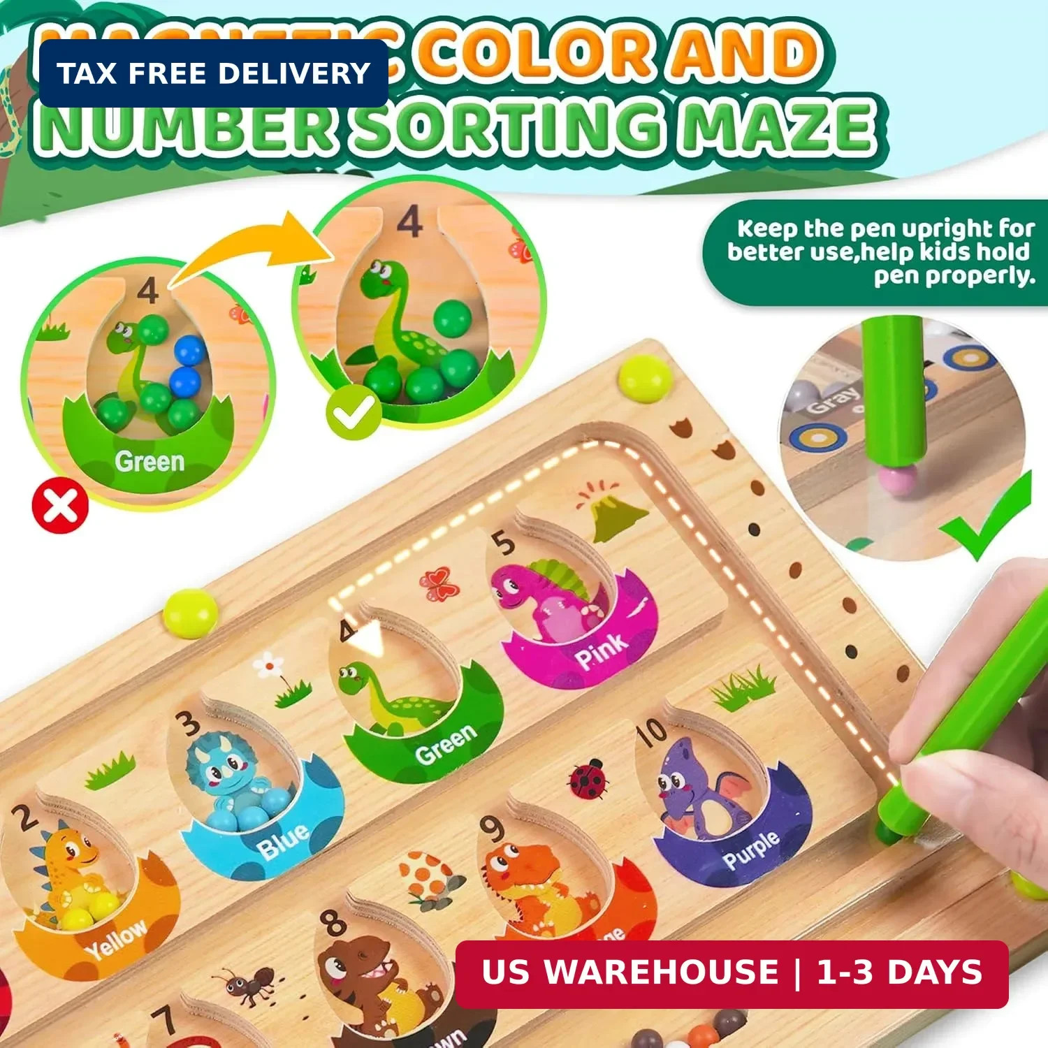 Montessori Toys Busy Board Travel Toys for Toddlers Kids Wooden Magnetic Colo…
