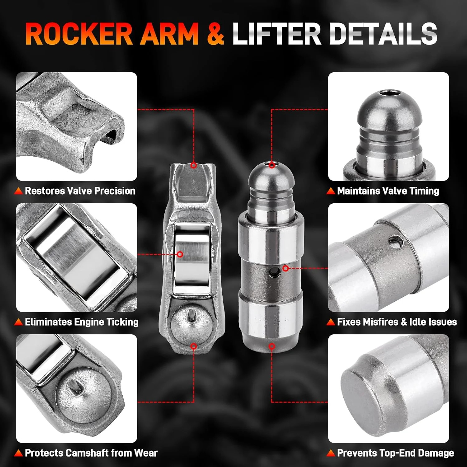 3.6 Valve Rocker Arm & Lifter Kit with Gaskets Compatible with 2011-2019 Dodge C