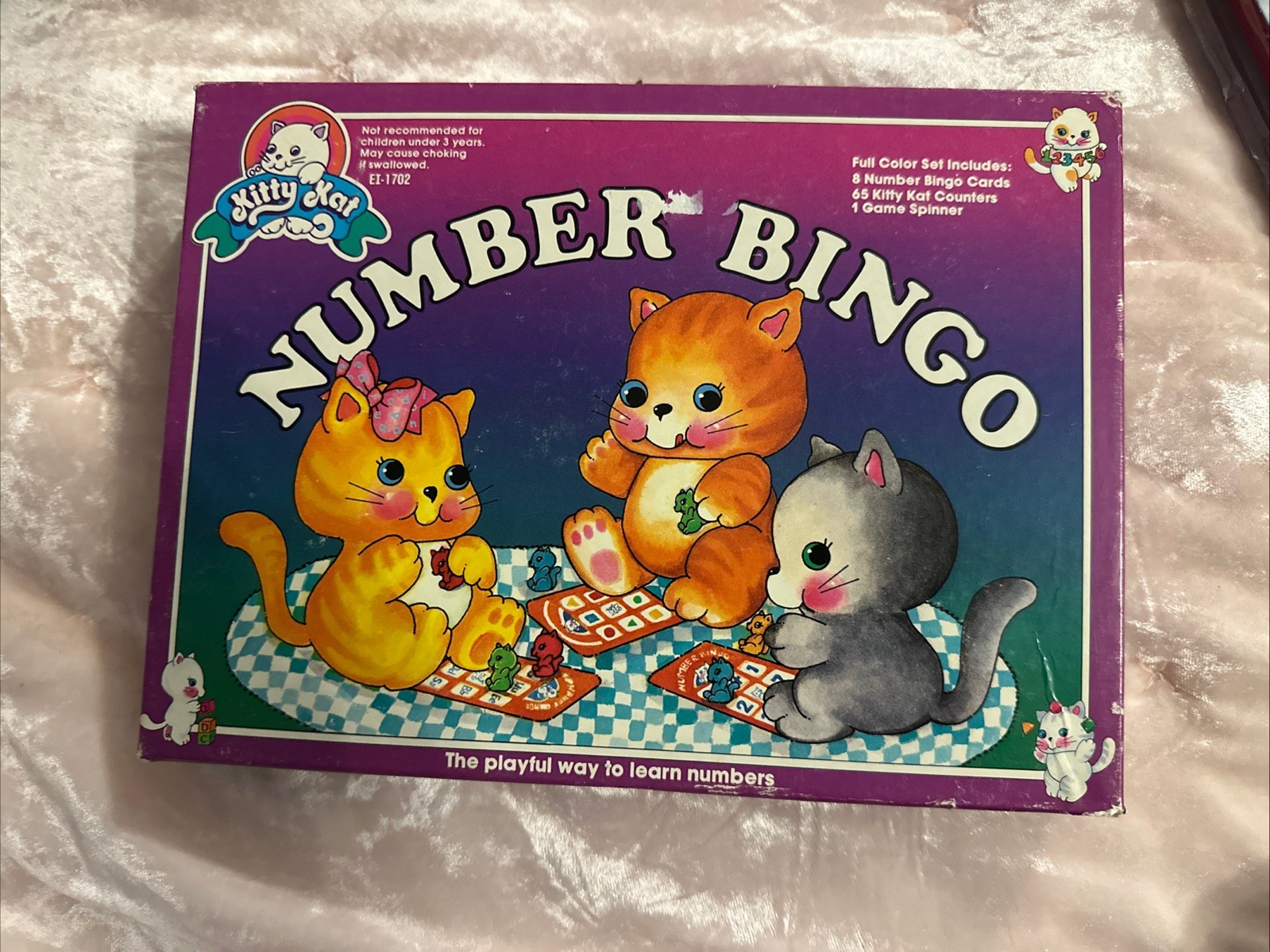 Kitty Kat Number Bingo Home School Game Open Box Vintage VGUC RARE