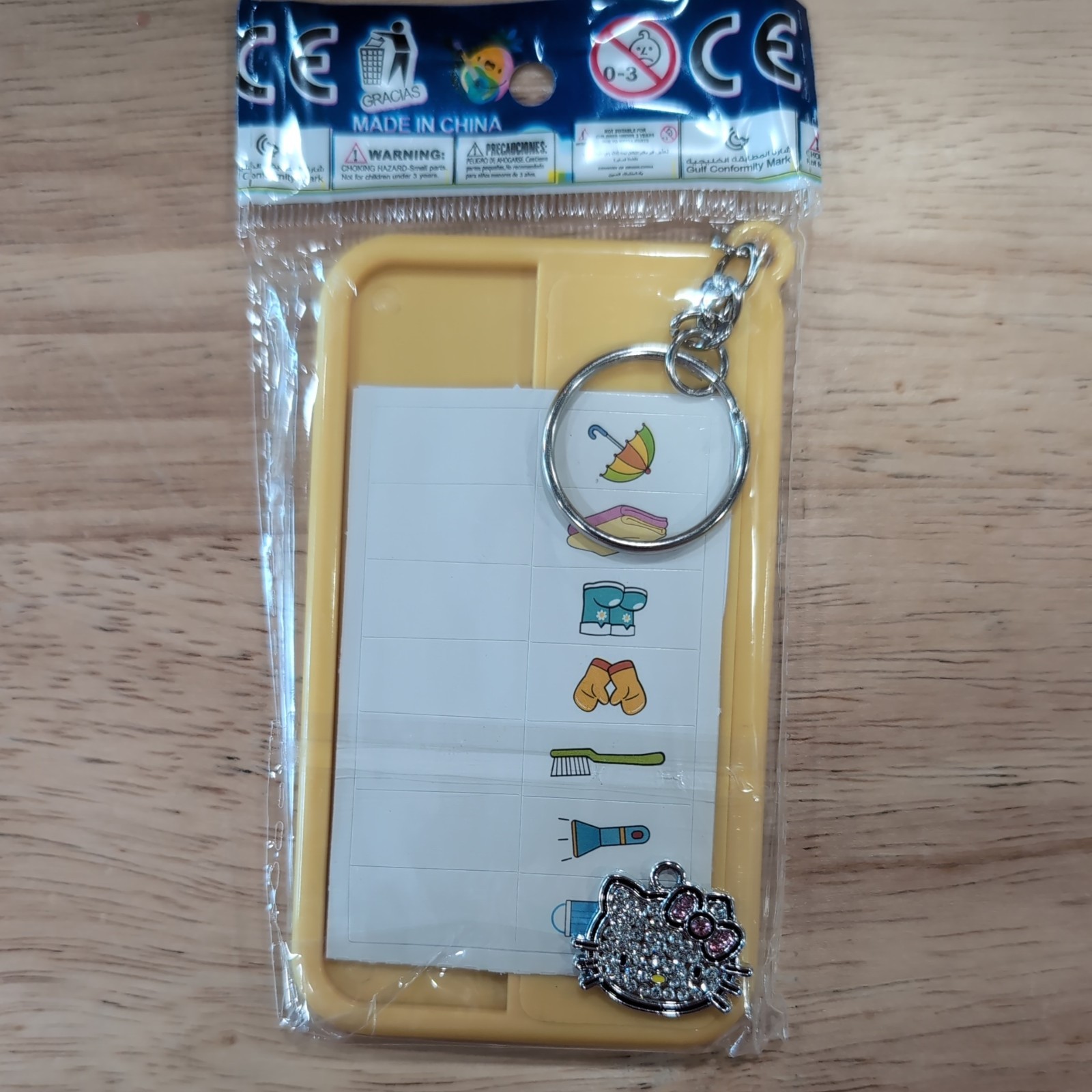 Yellow Chore chart keychain W/Hello Kitty Charm