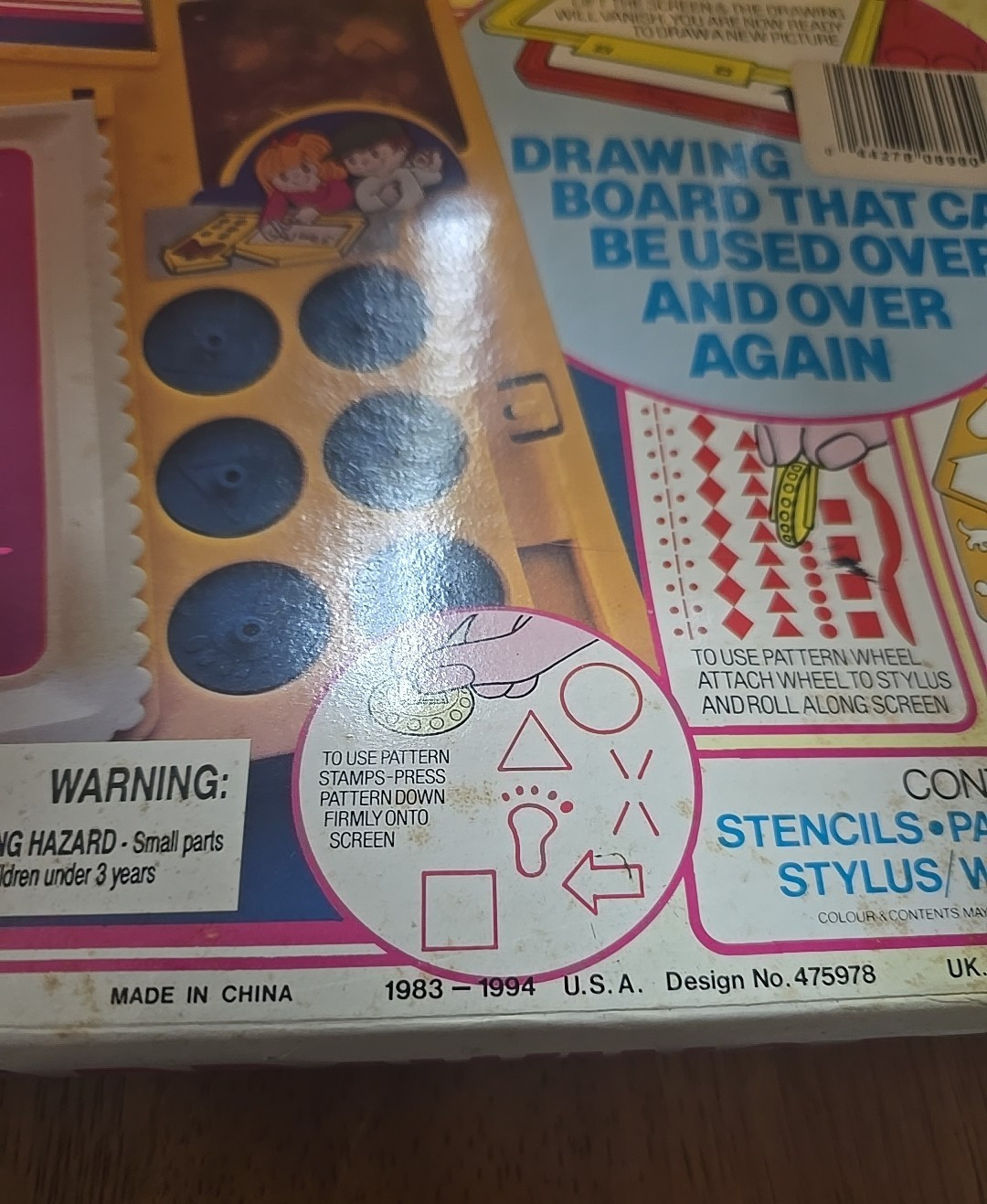 Vintage 1980s Magic Fun House Kids Drawing Board with Stencils Pattern Stamps