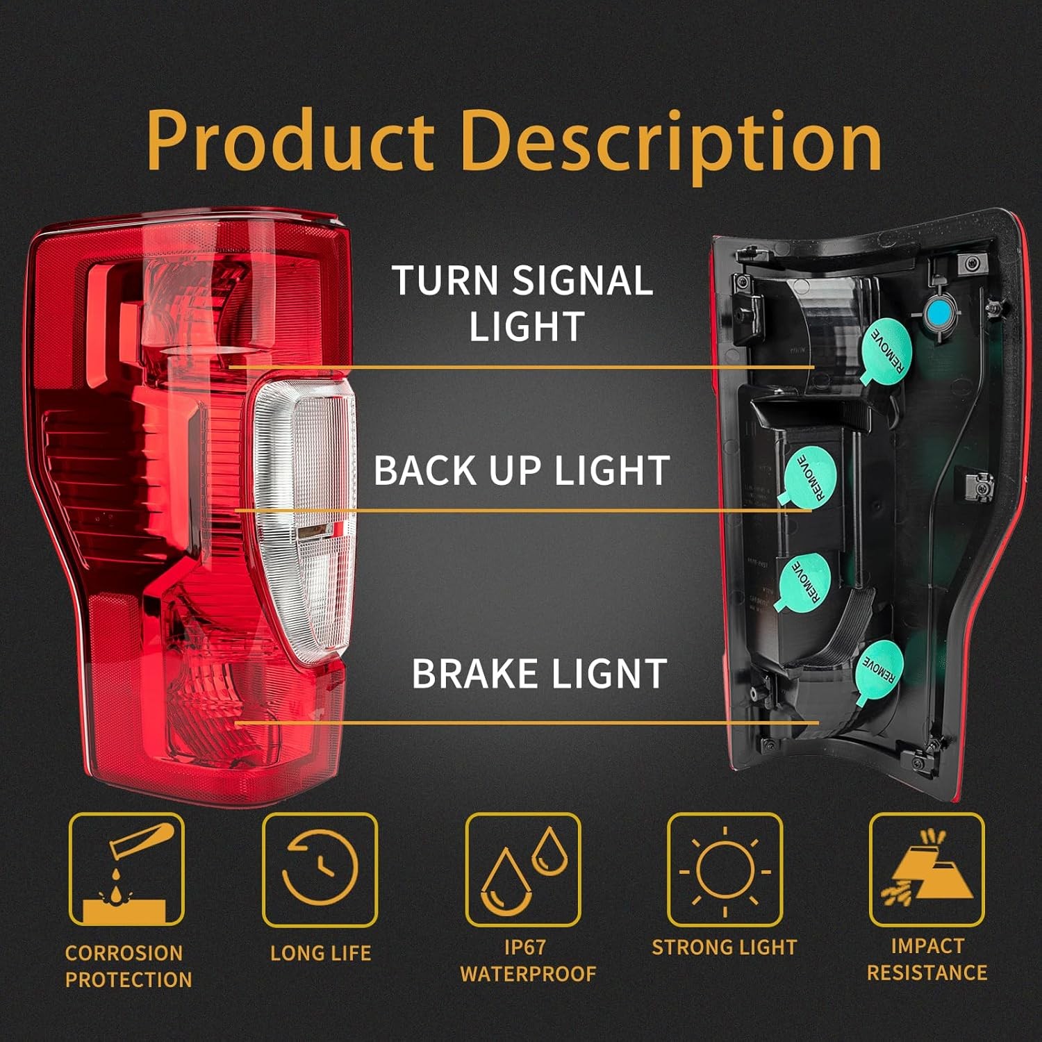 Left Driver Side Rear Tail Light Assembly Compatible With 2020-2022 Ford F250…