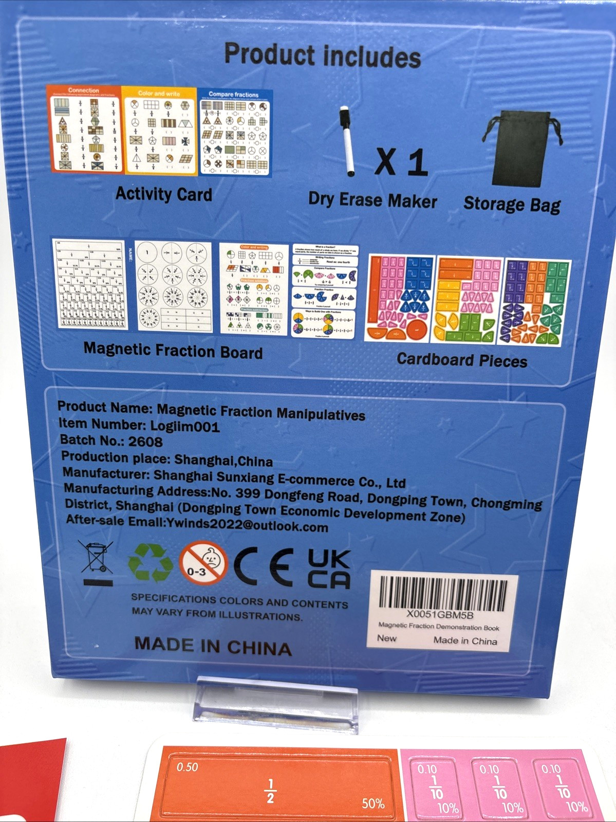 Magnetic Fraction Educational Puzzle Book Montessori Math Manipulatives for Kids