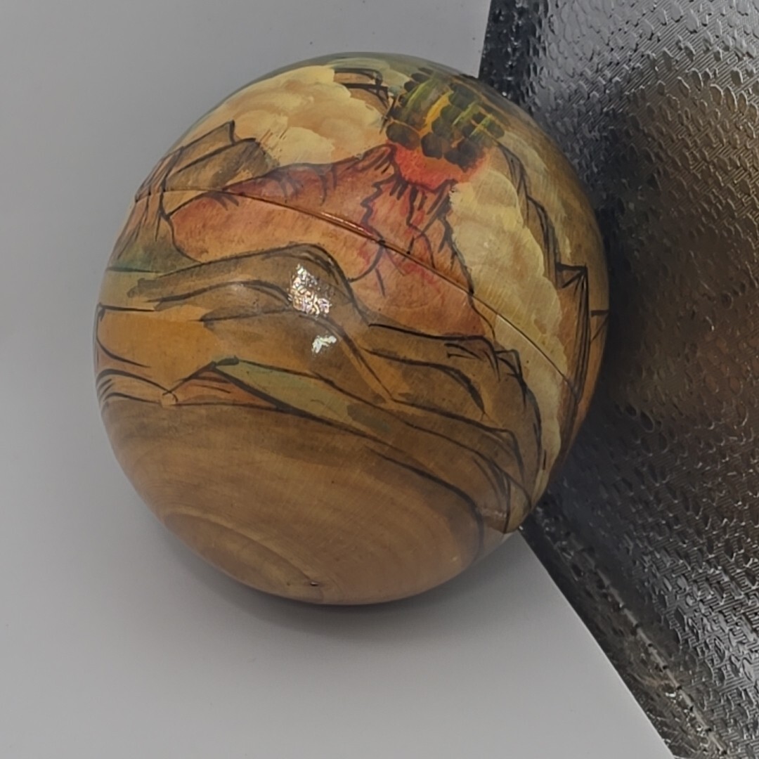 Nesting Globe Ball Sphere Earth Volcano Water Sky Birds Man Woman Creation 3″