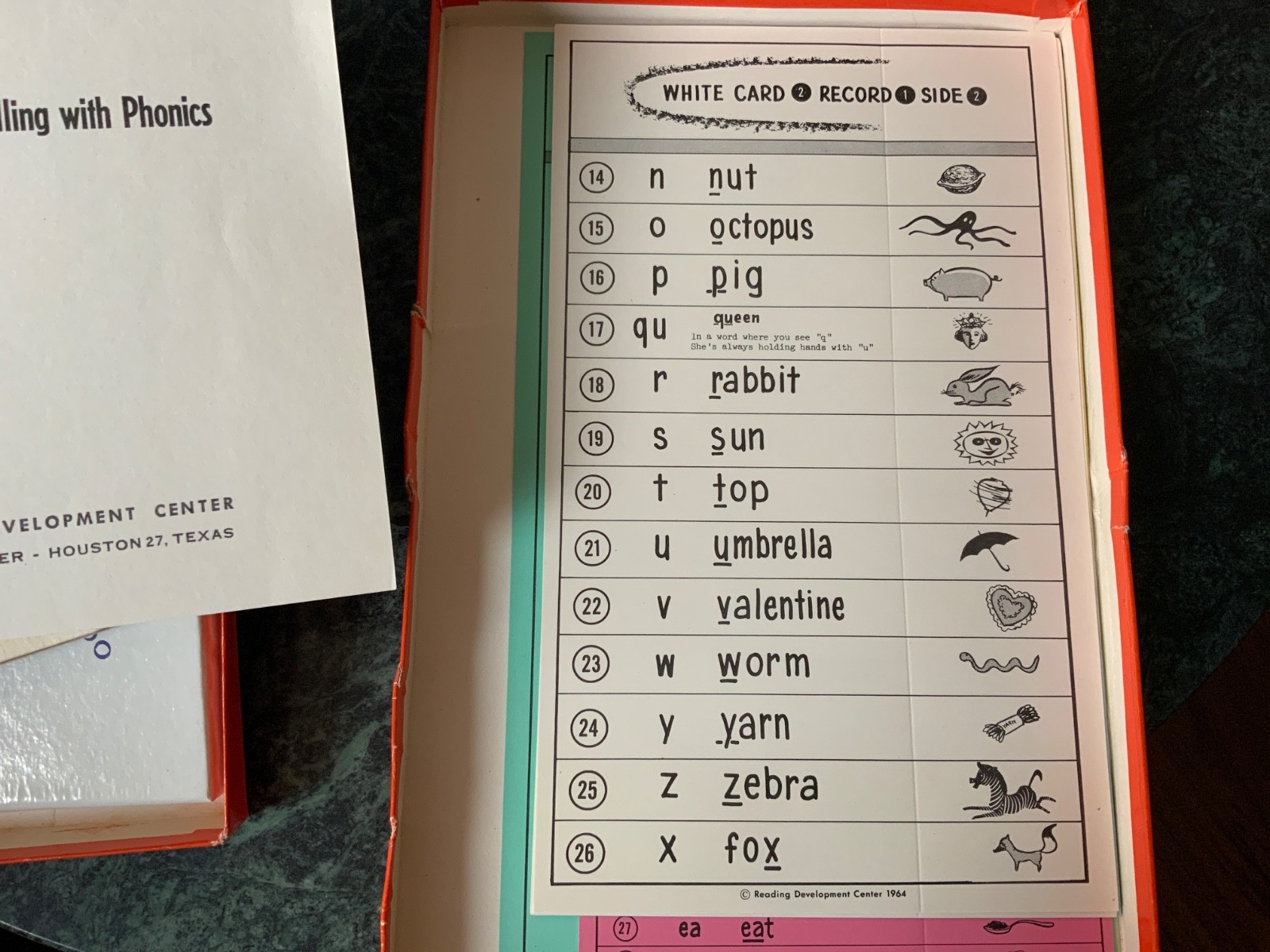 Vintage Reading and Spelling with Phonics w/phonics cards 1964