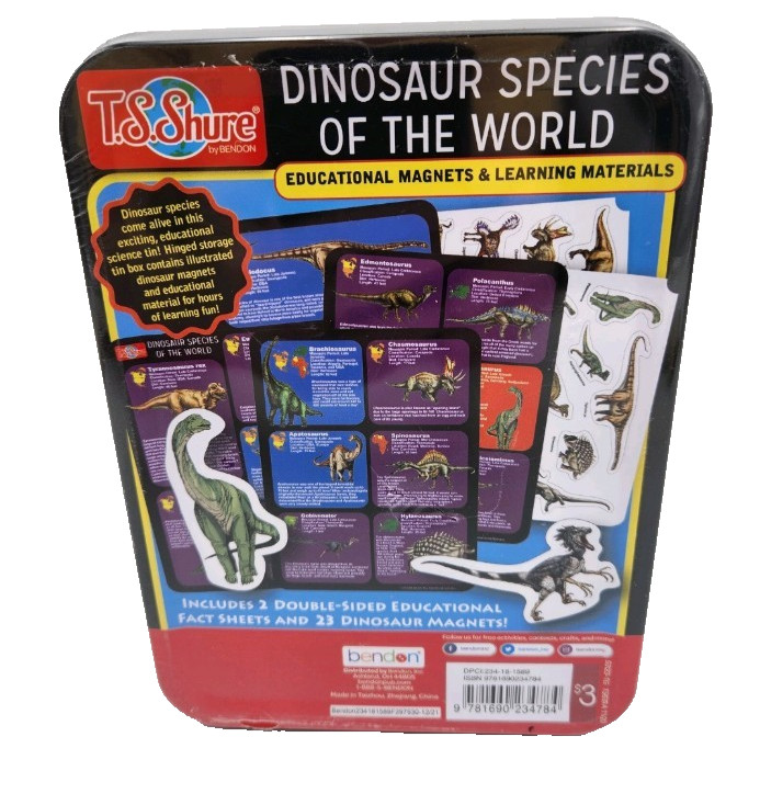 New Dinosaur Species Of The World T.S. Shure Educational Magnets STEM Learning