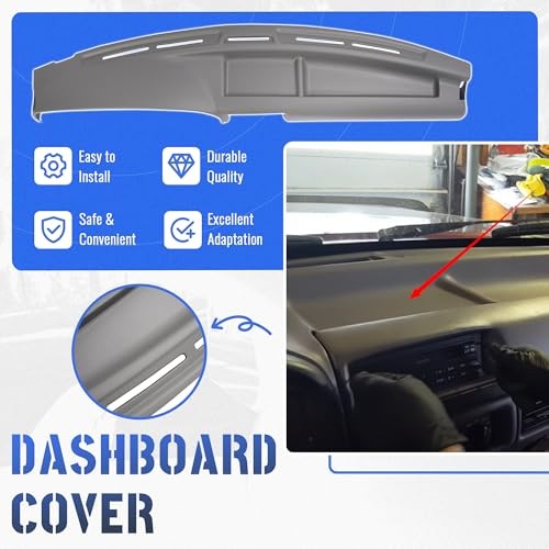 92-97 Ford F150 F250 F350 Bronco Dashboard Cover Hard ABS Dash Panel Gray