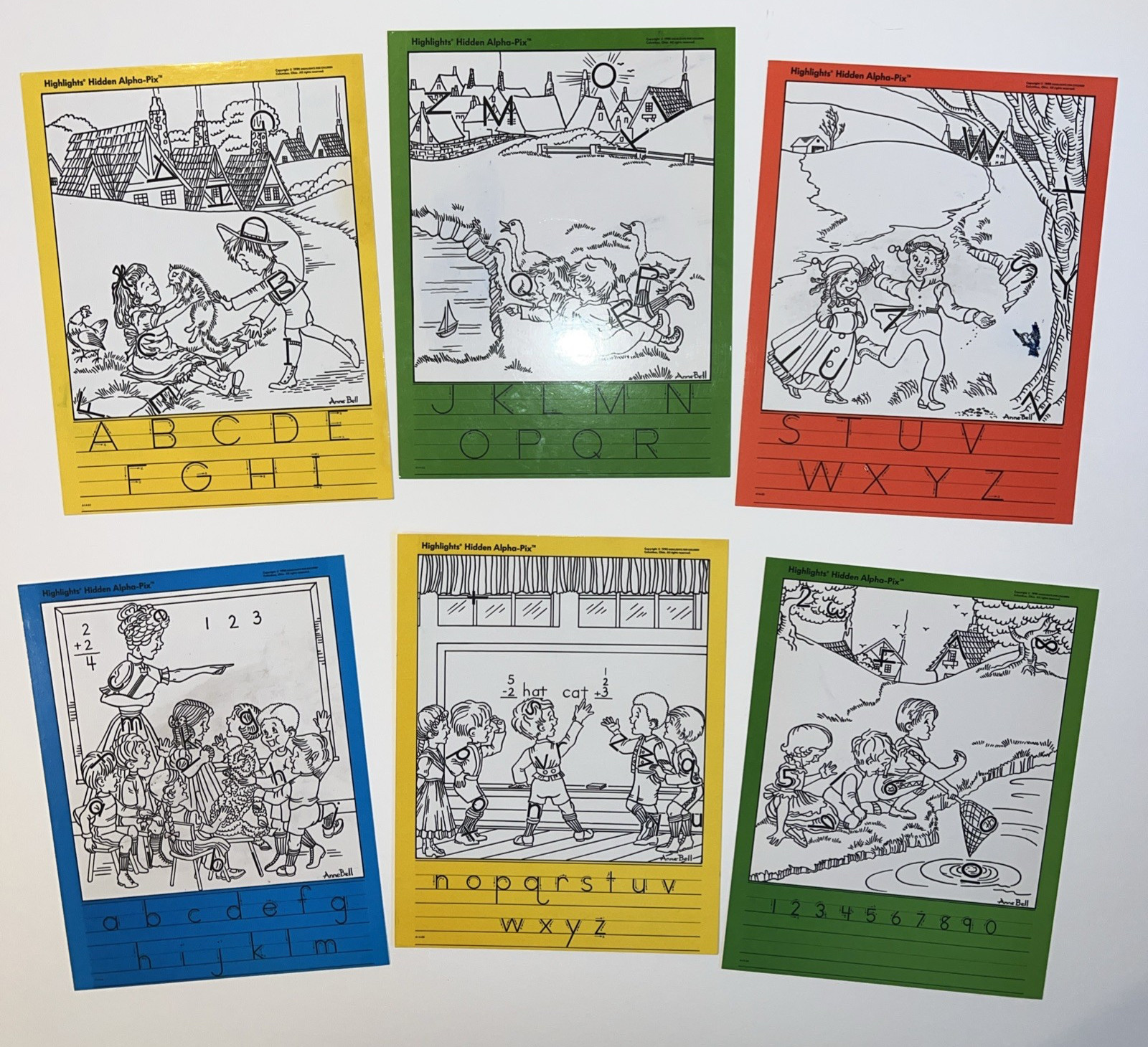 VTG LOT of 32 Zaner-Bloser Hidden Pictures Alpha Pix HANDWRITING Reusable USA