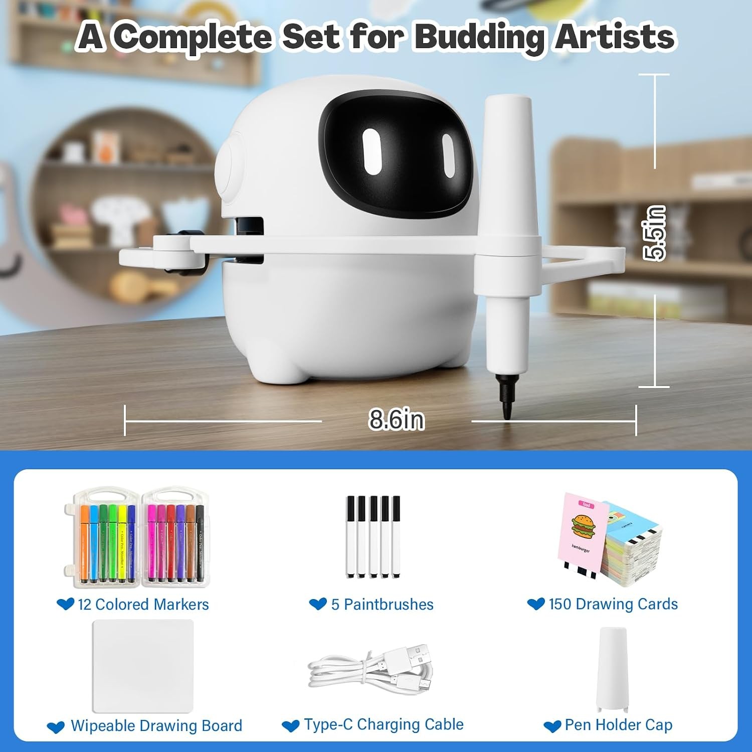 Drawing Robot for Kids with 150 Cards, Voice Interactive Educational Drawing Mac