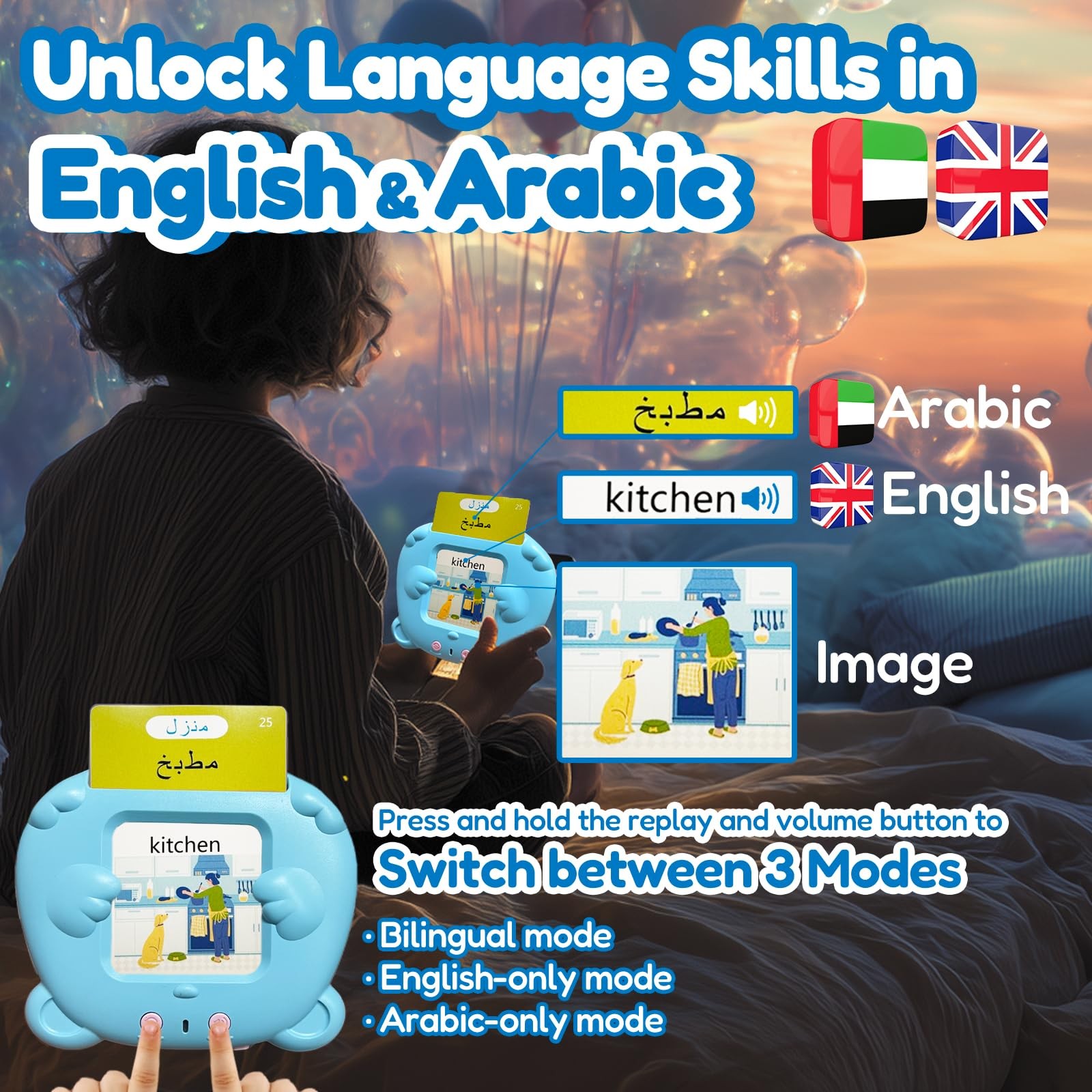 Bilingual Talking Flash Cards for Kids – Arabic English Flashcards Children A…